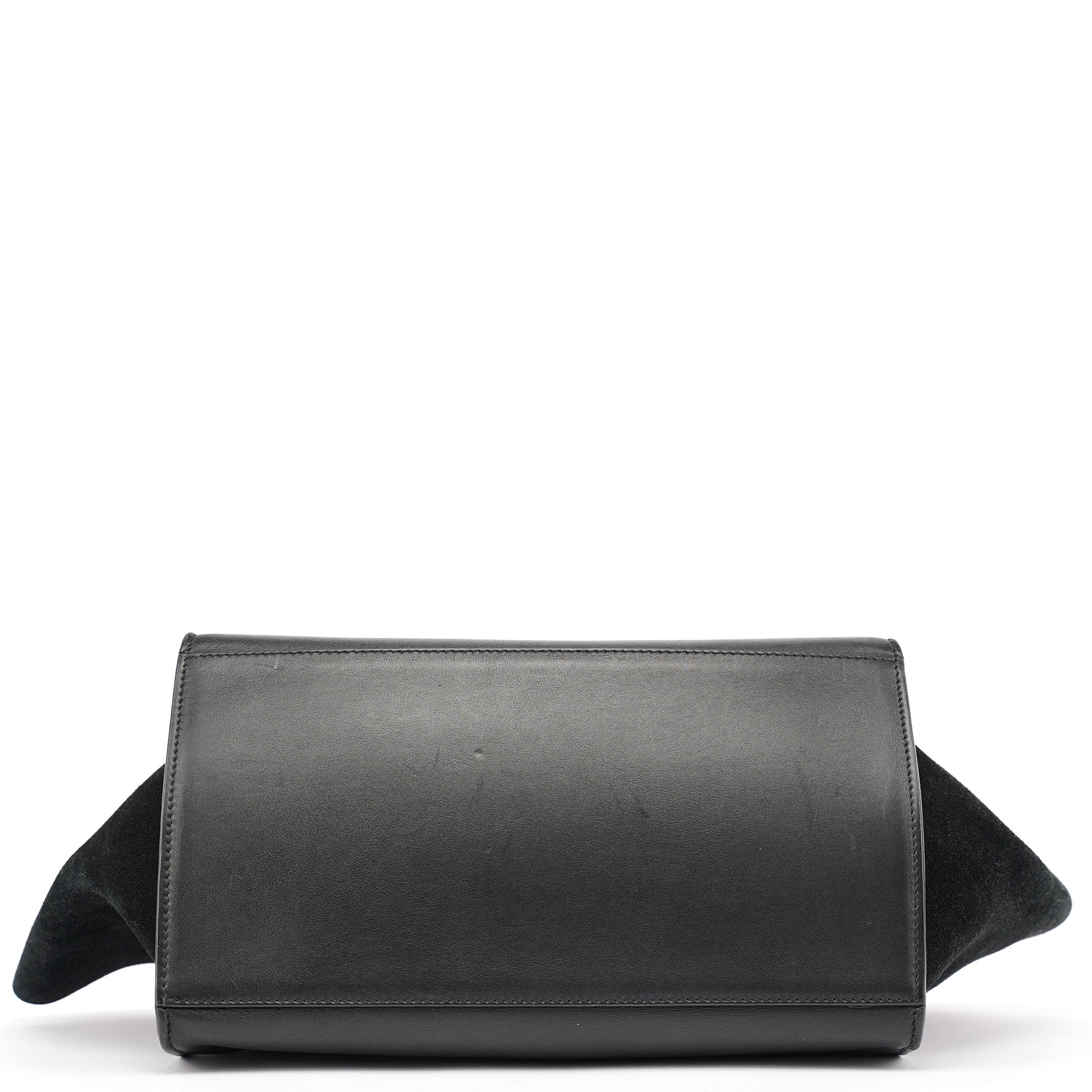 Black Embossed Calfskin Trapeze 2-Way Bag