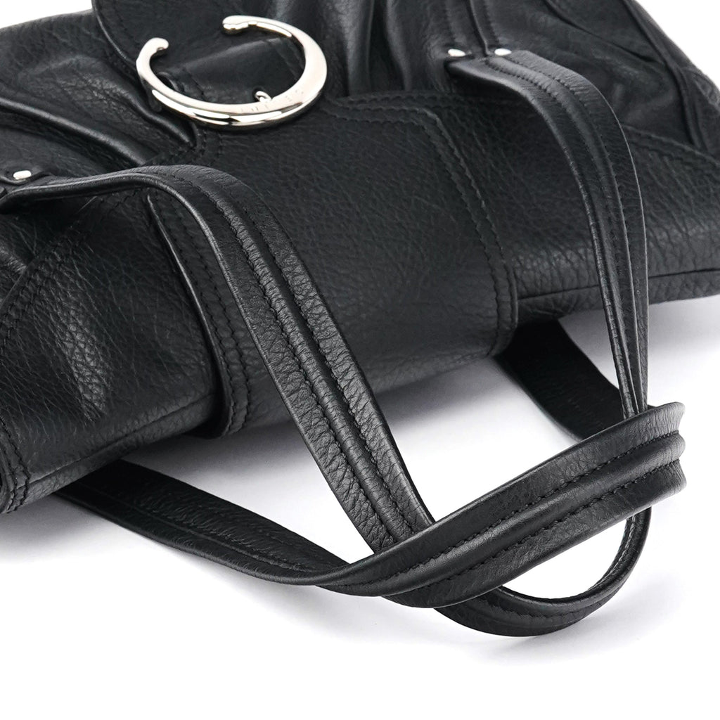 Black Leather Belt Tote Bag