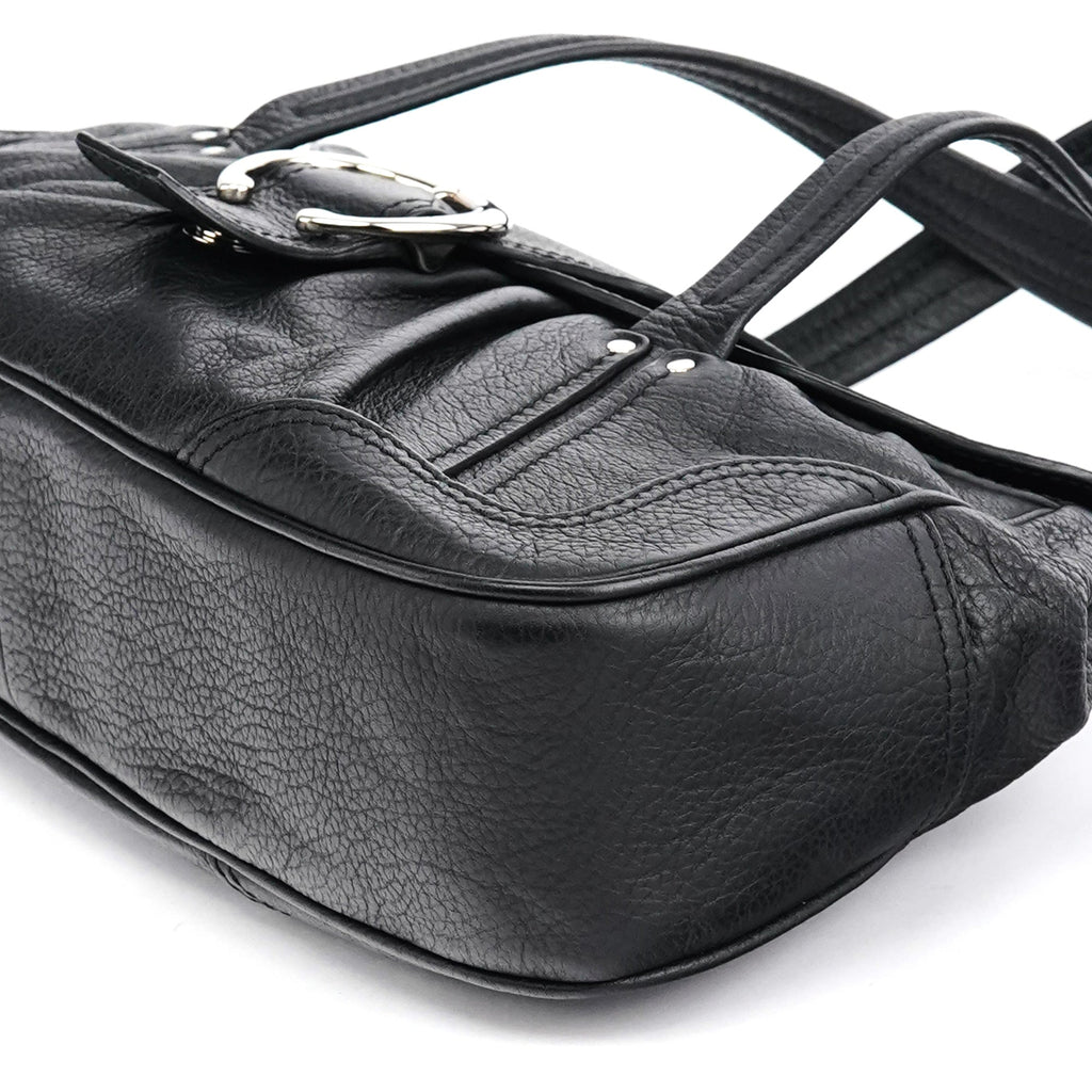 Black Leather Belt Tote Bag