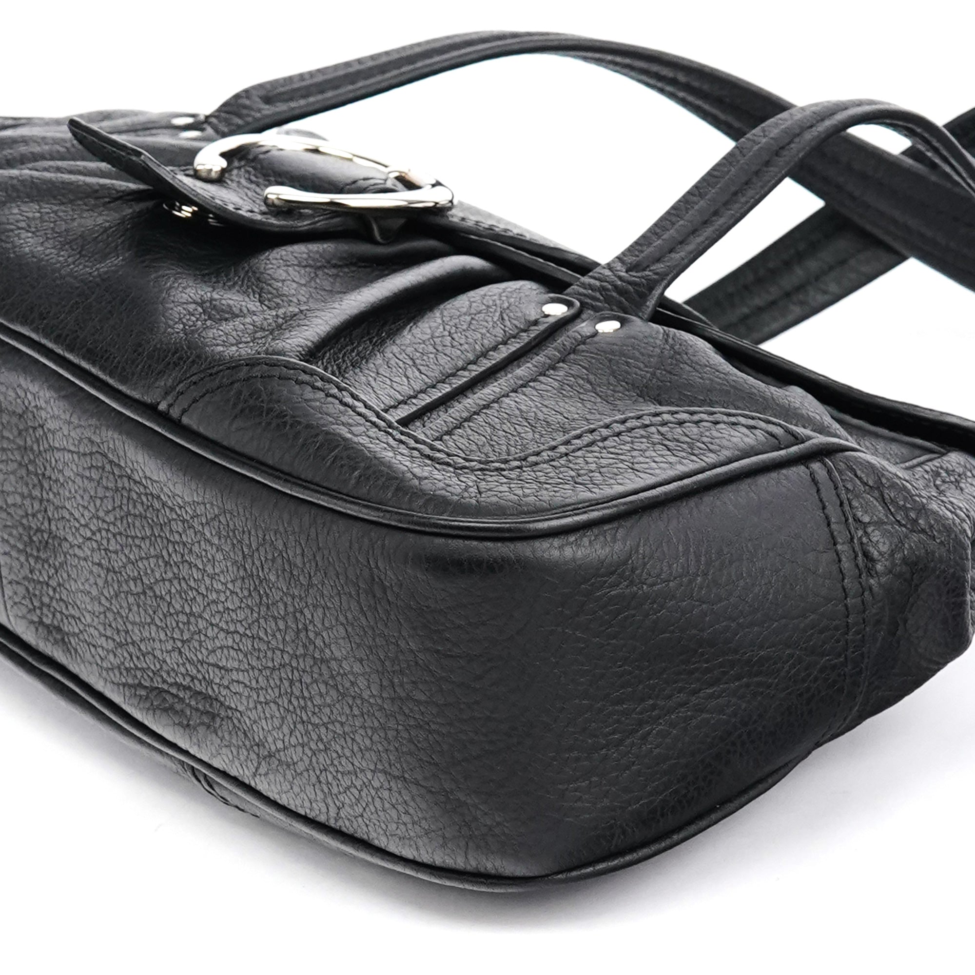 Black Leather Belt Tote Bag