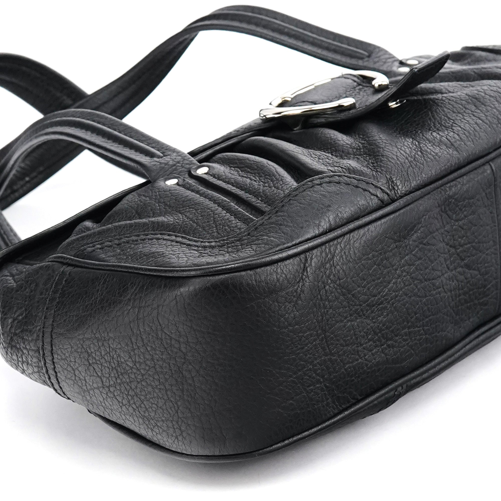 Black Leather Belt Tote Bag