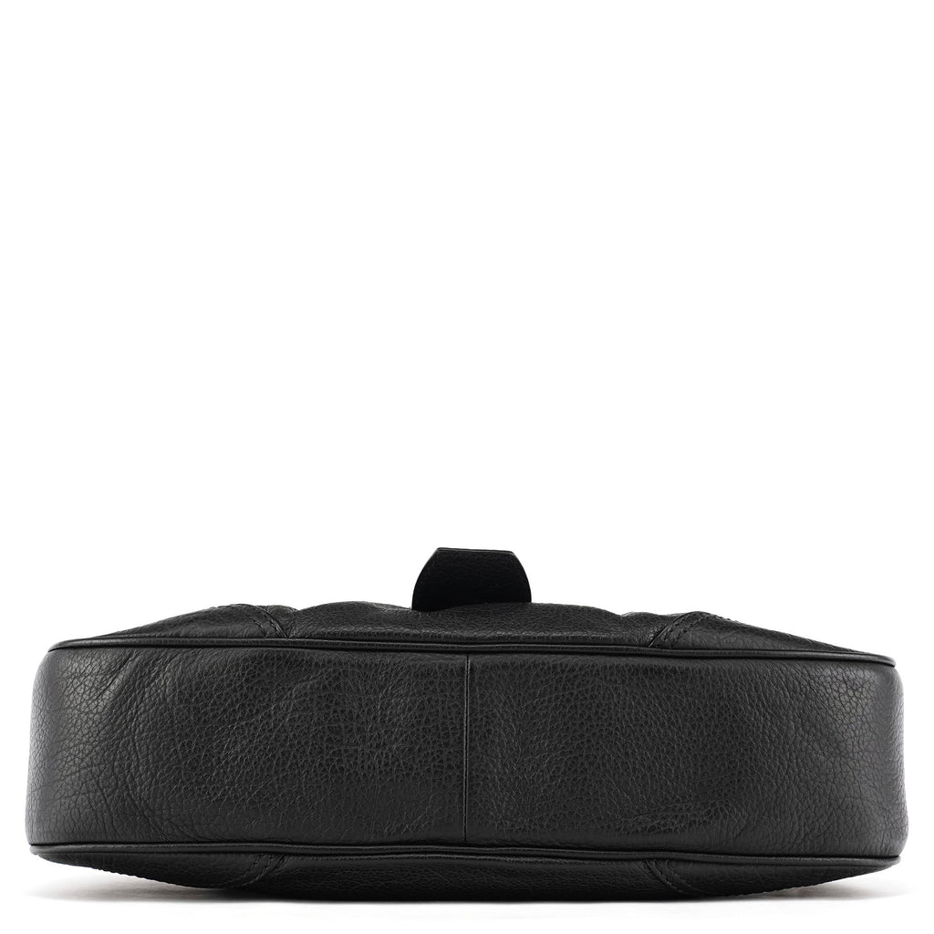 Black Leather Belt Tote Bag
