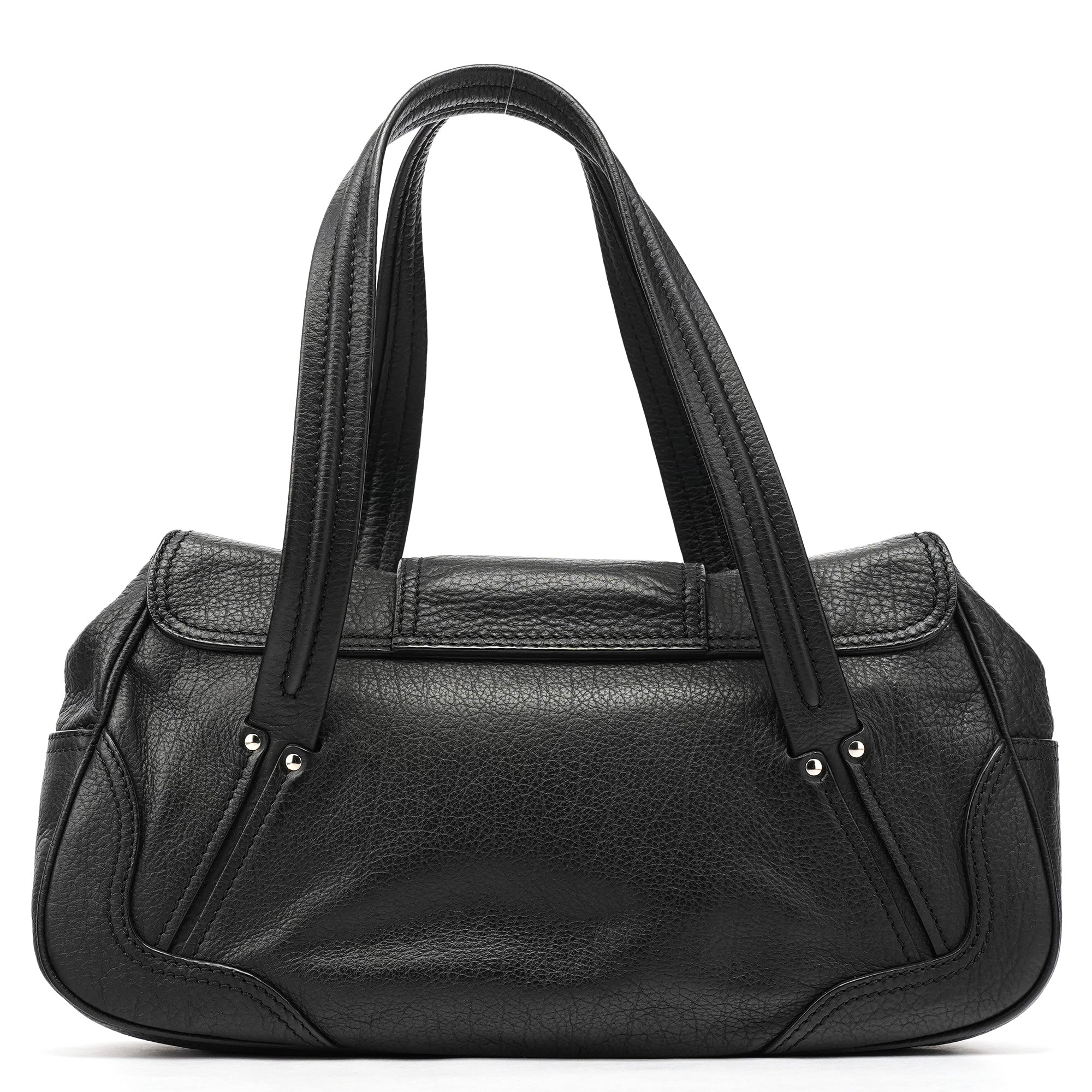 Black Leather Belt Tote Bag