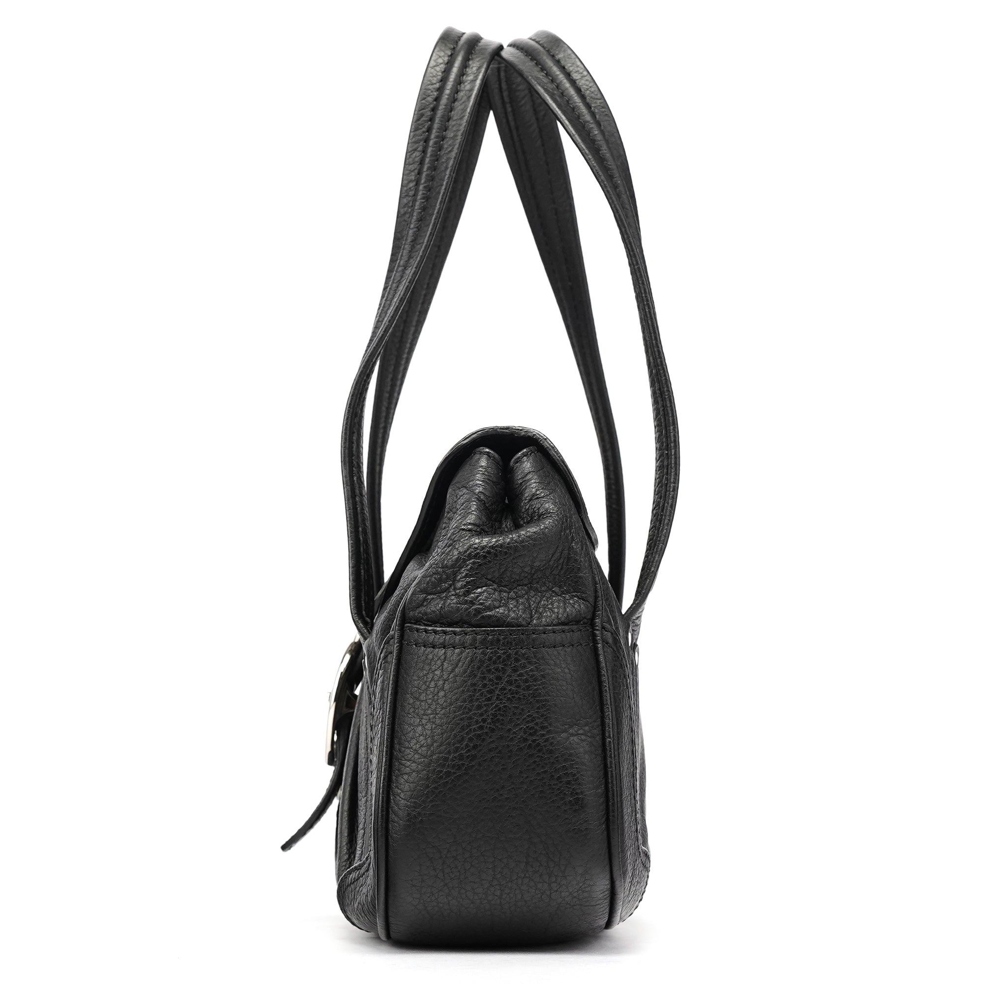 Black Leather Belt Tote Bag