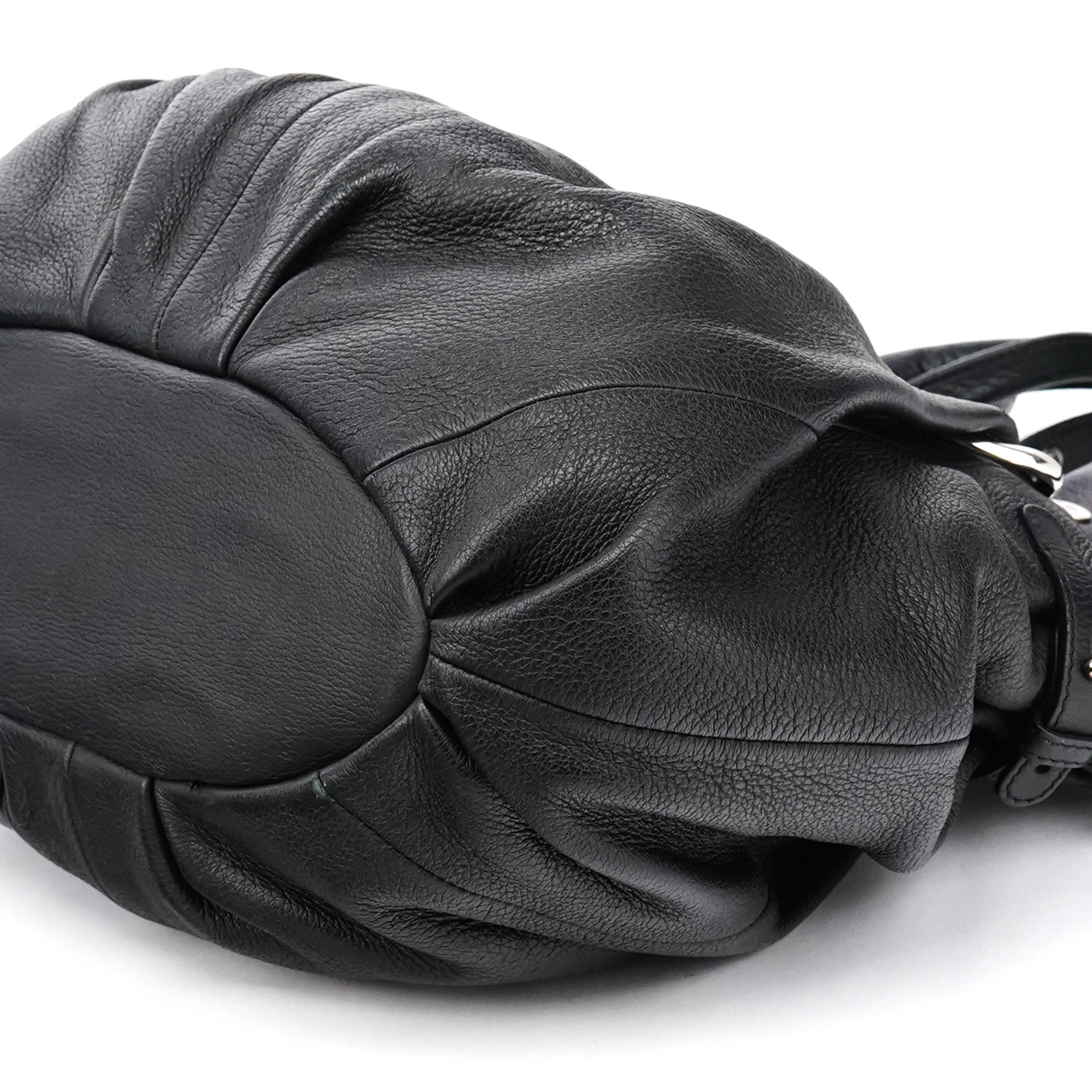 Black Leather Pillow 2-Way Bag