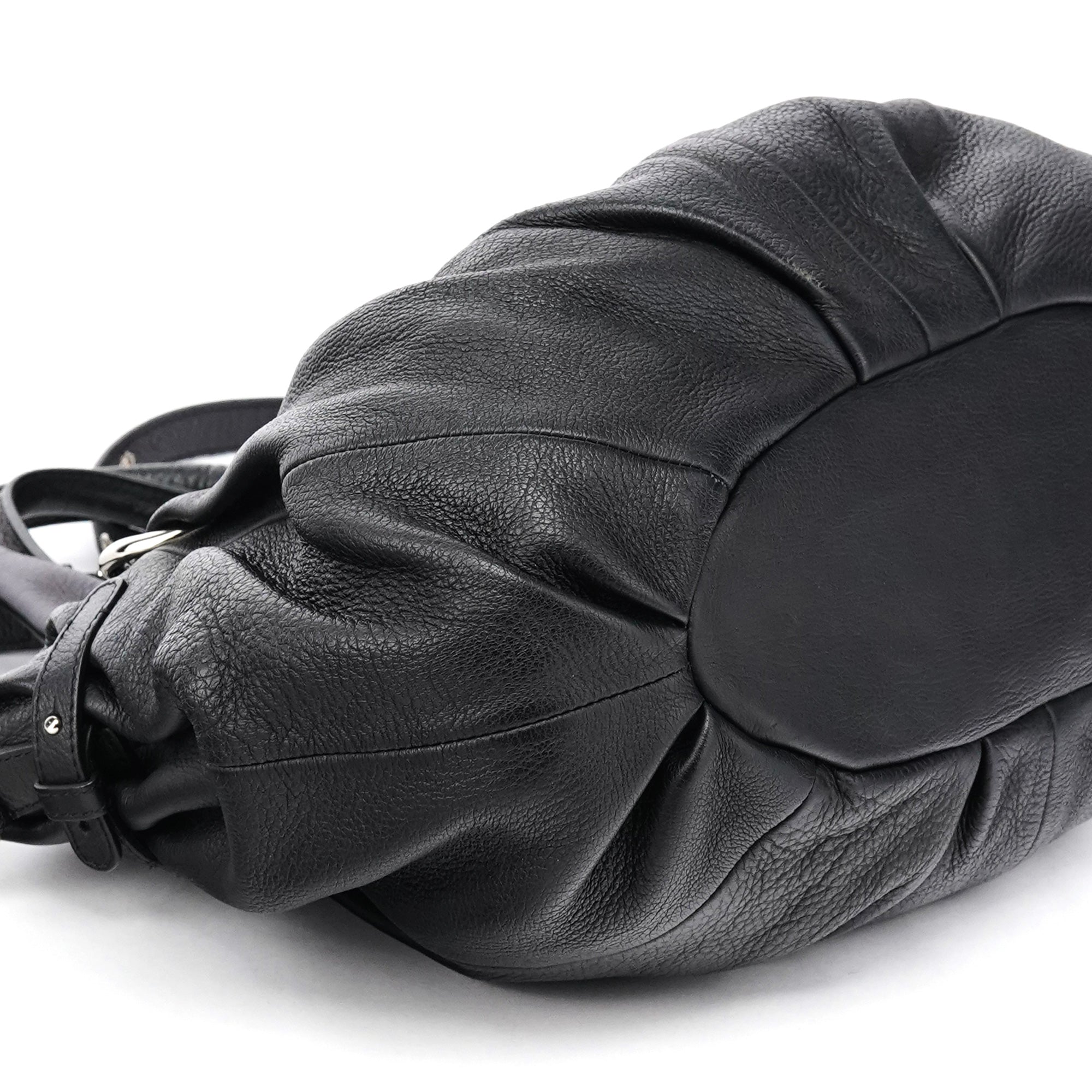 Black Leather Pillow 2-Way Bag
