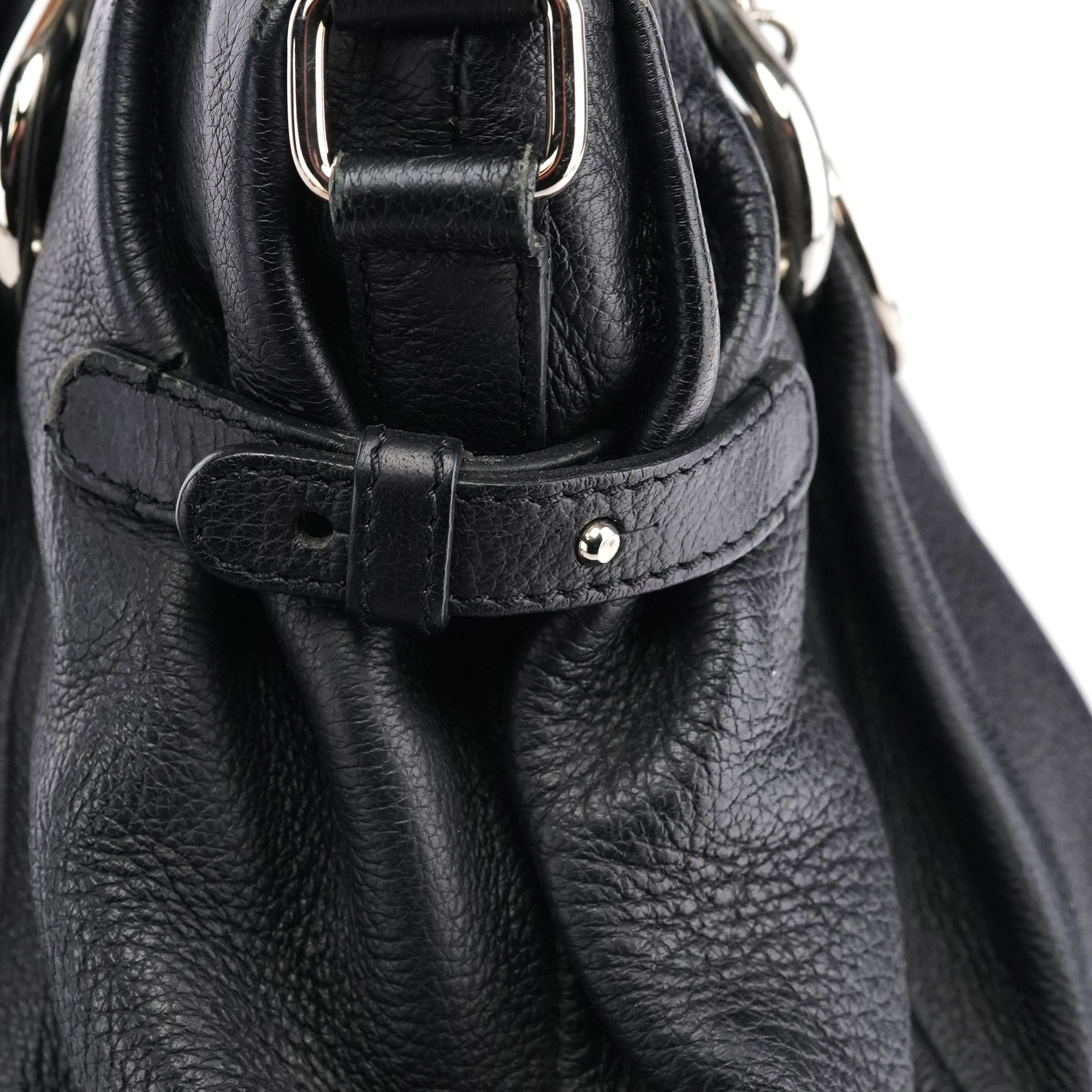 Black Leather Pillow 2-Way Bag