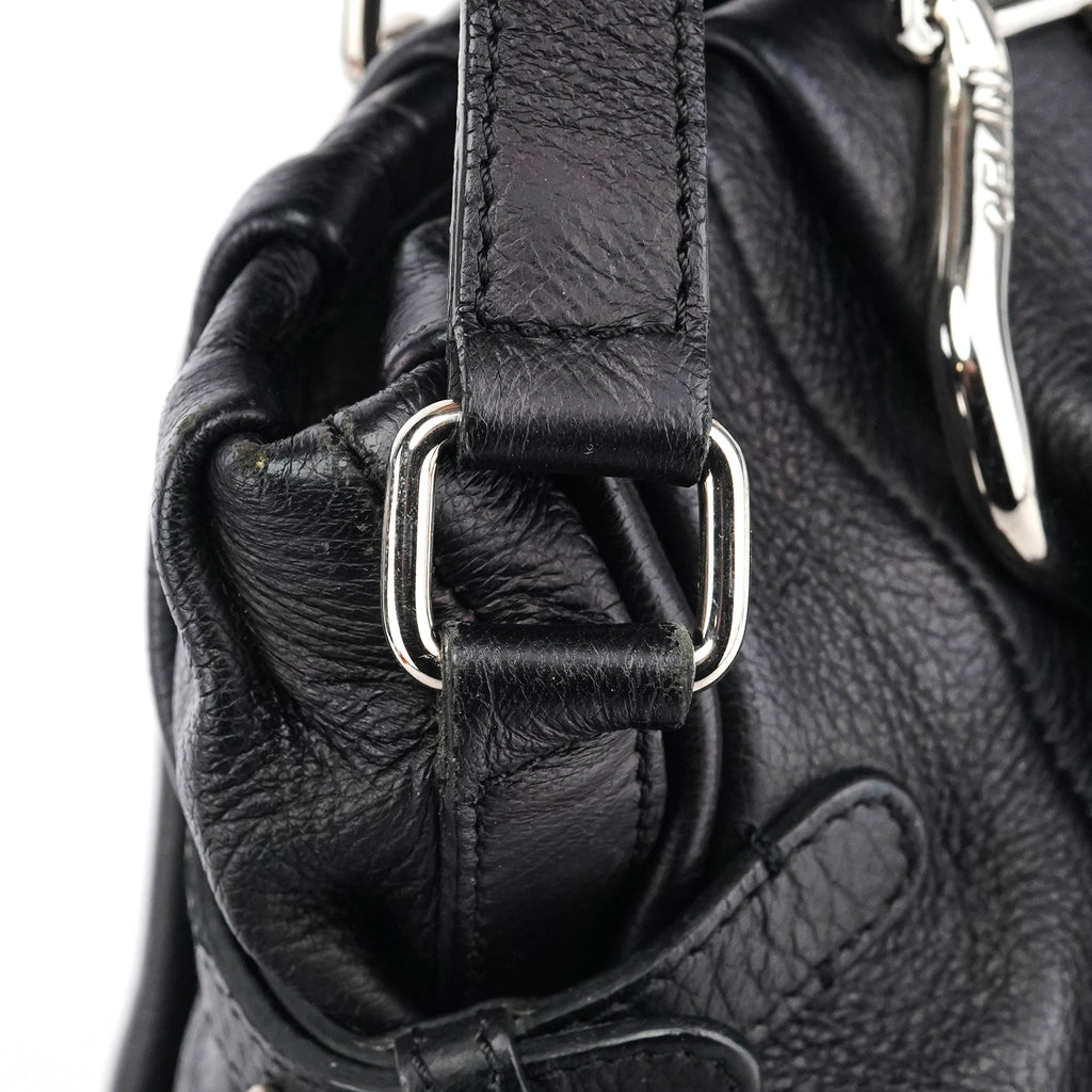 Black Leather Pillow 2-Way Bag