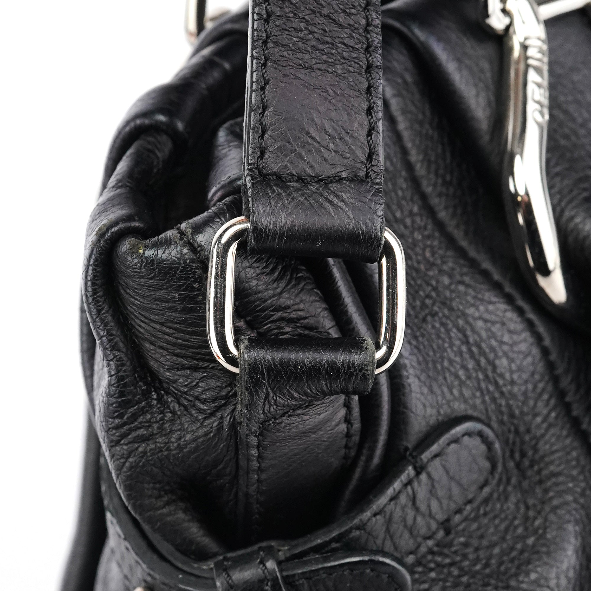 Black Leather Pillow 2-Way Bag
