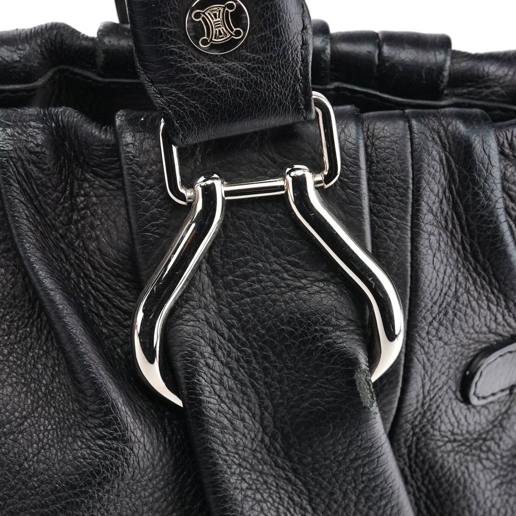 Black Leather Pillow 2-Way Bag