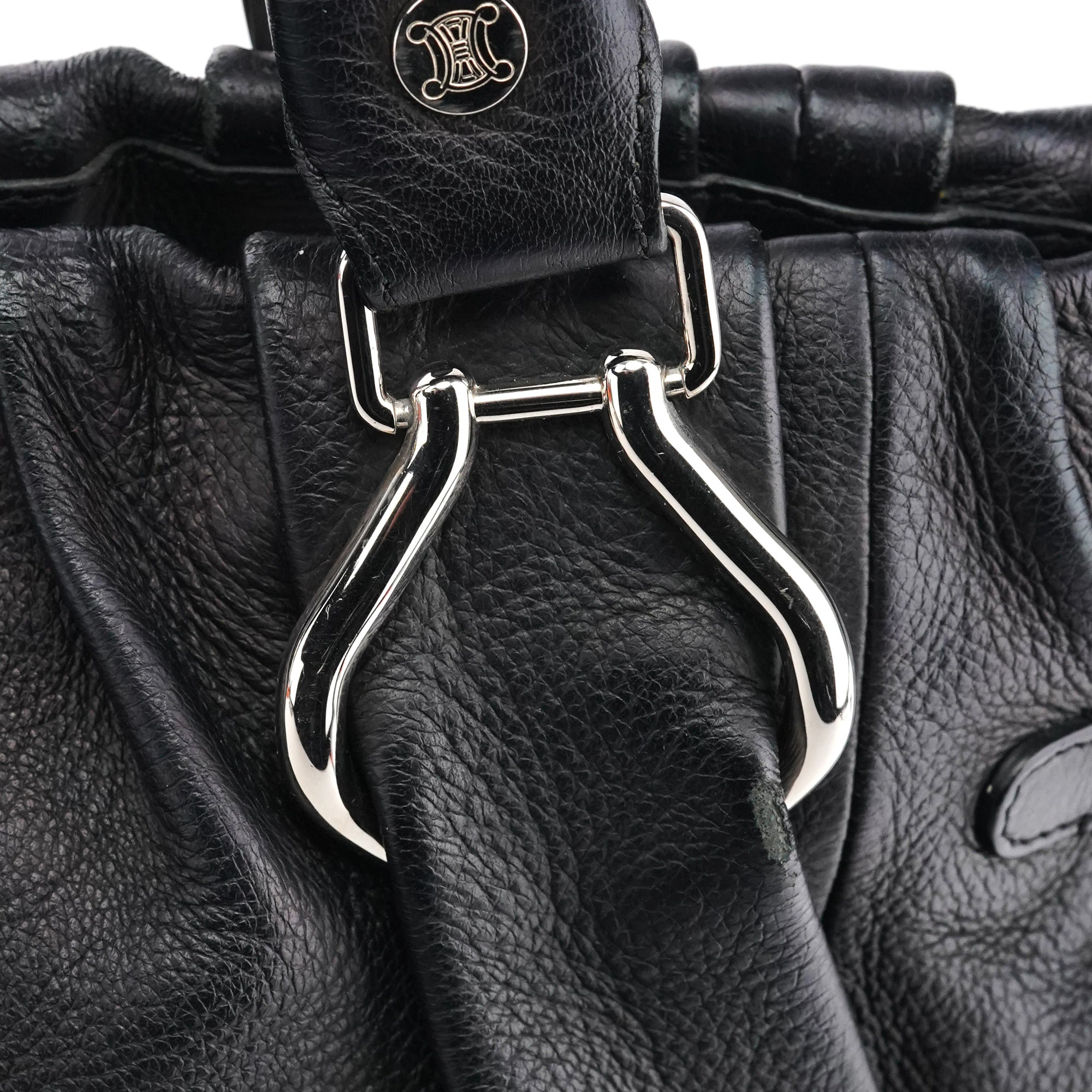 Black Leather Pillow 2-Way Bag