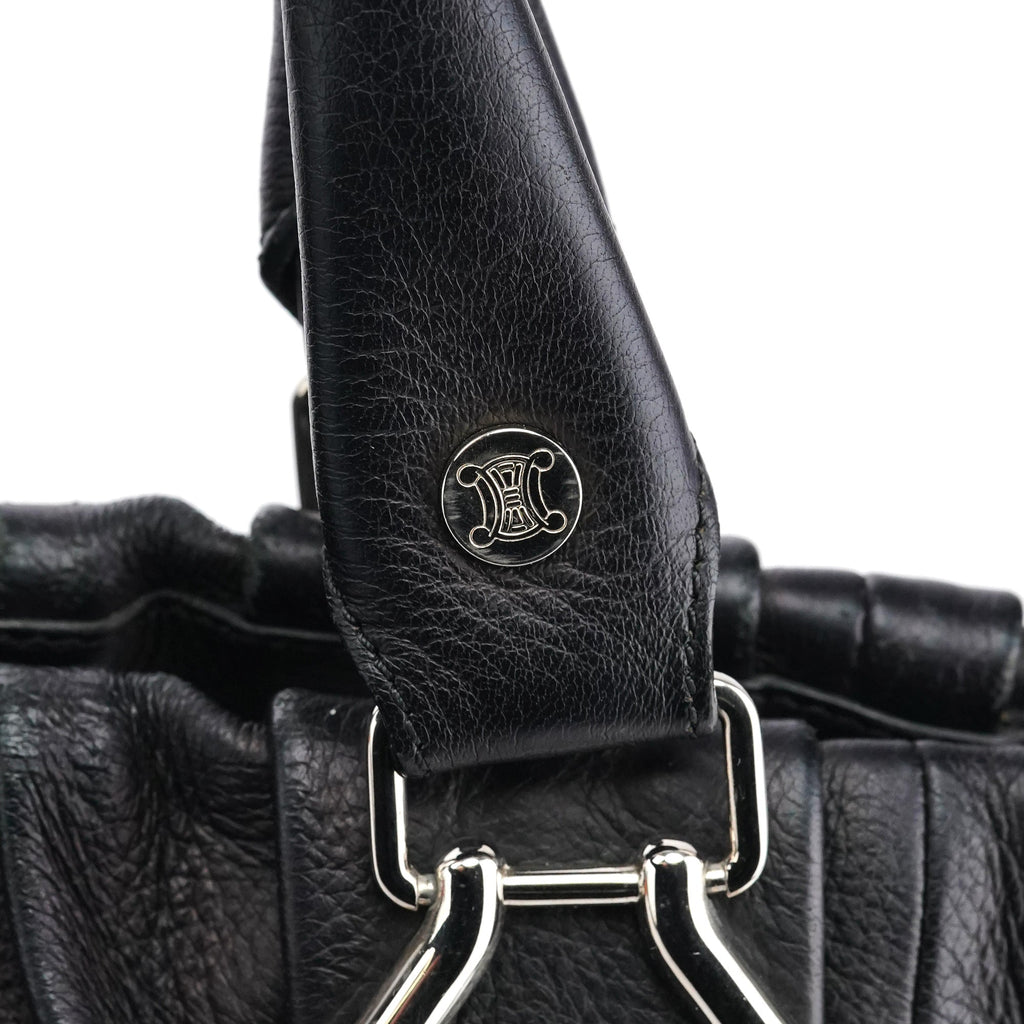 Black Leather Pillow 2-Way Bag