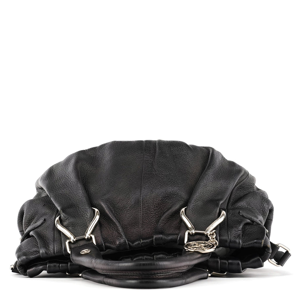 Black Leather Pillow 2-Way Bag