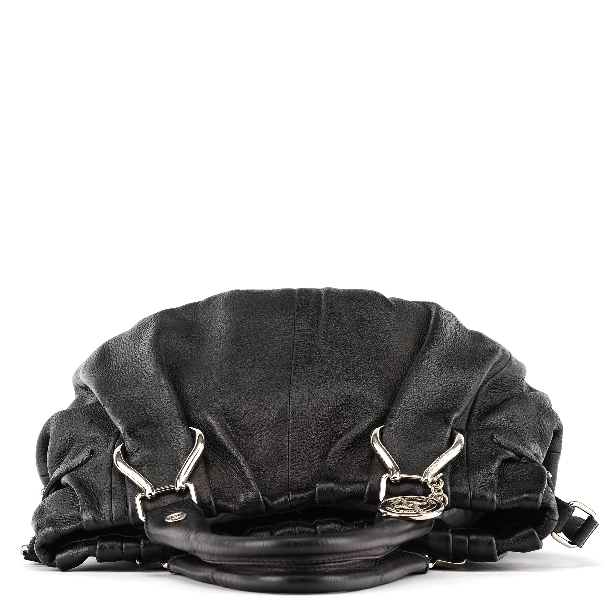 Black Leather Pillow 2-Way Bag