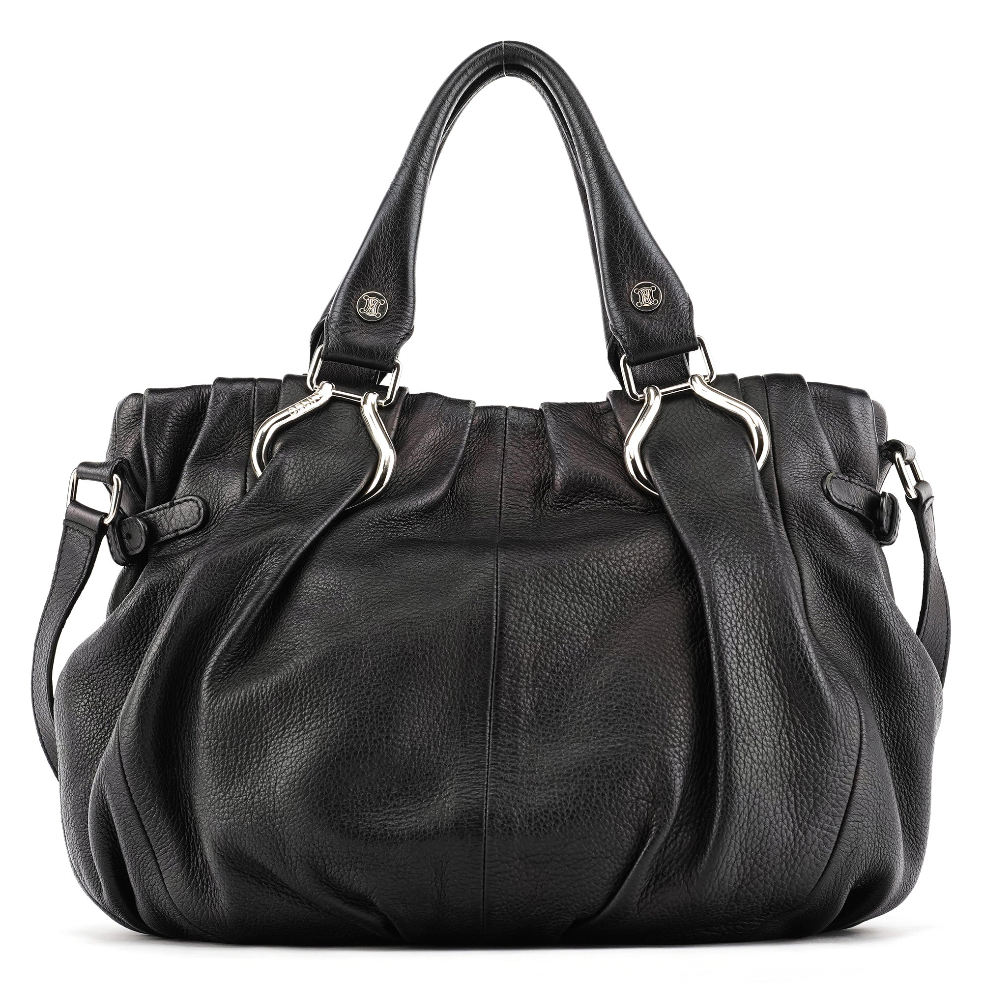 Black Leather Pillow 2-Way Bag