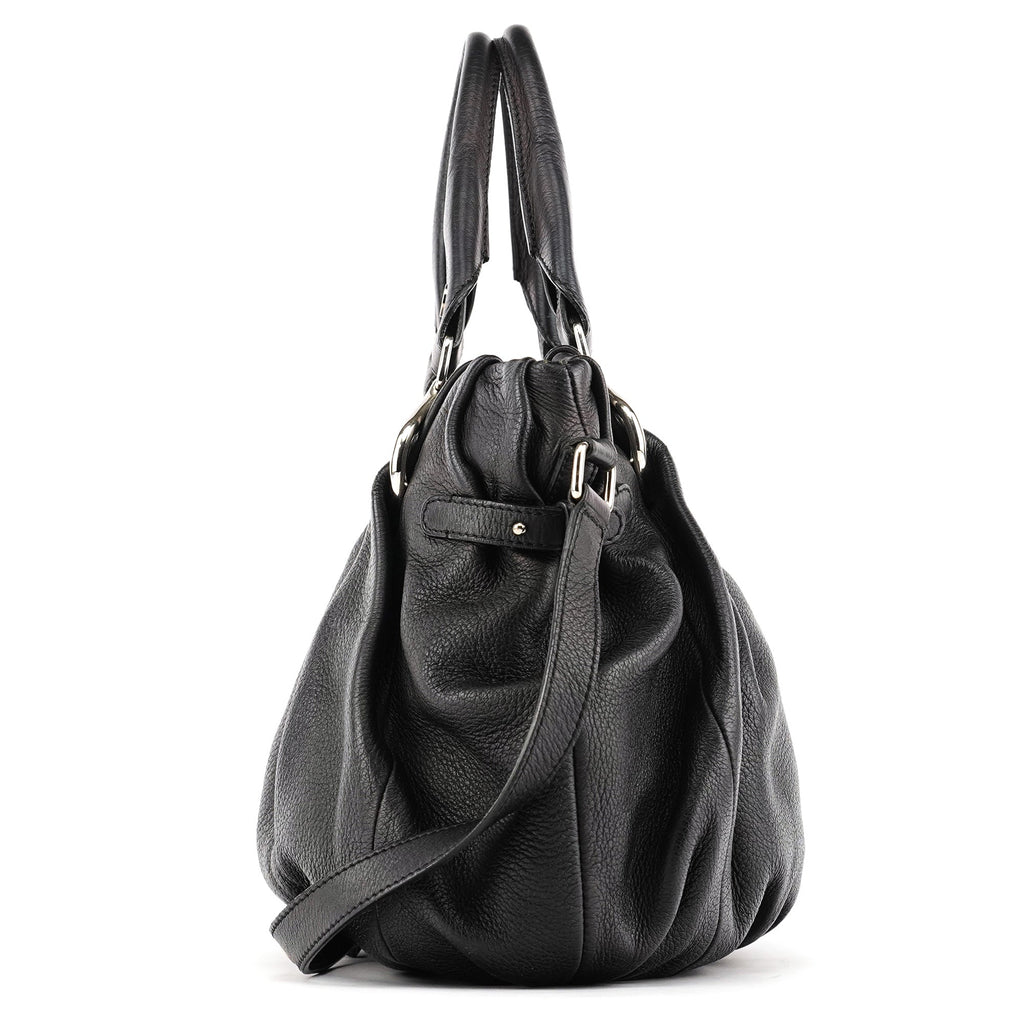Black Leather Pillow 2-Way Bag