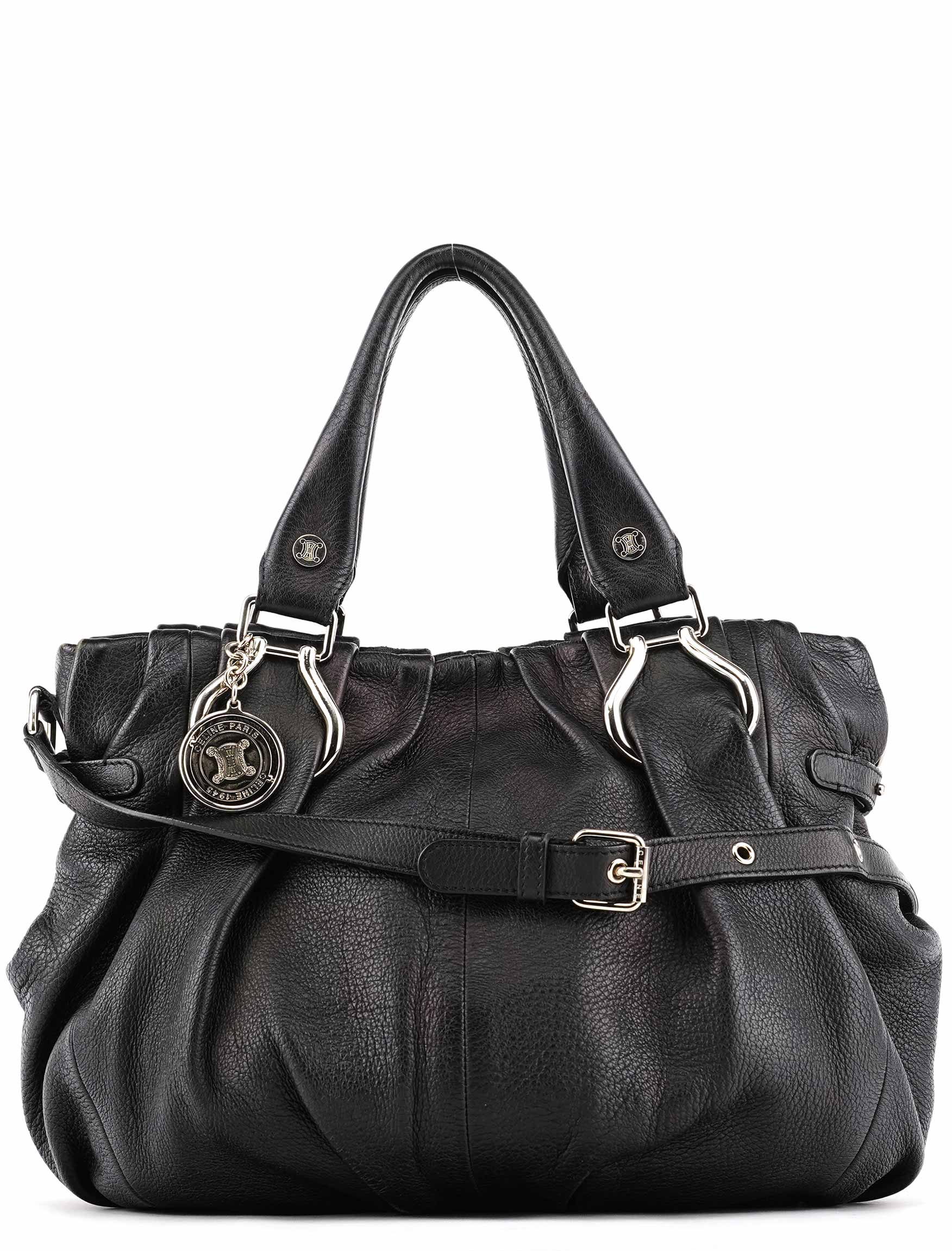 Black Leather Pillow 2-Way Bag