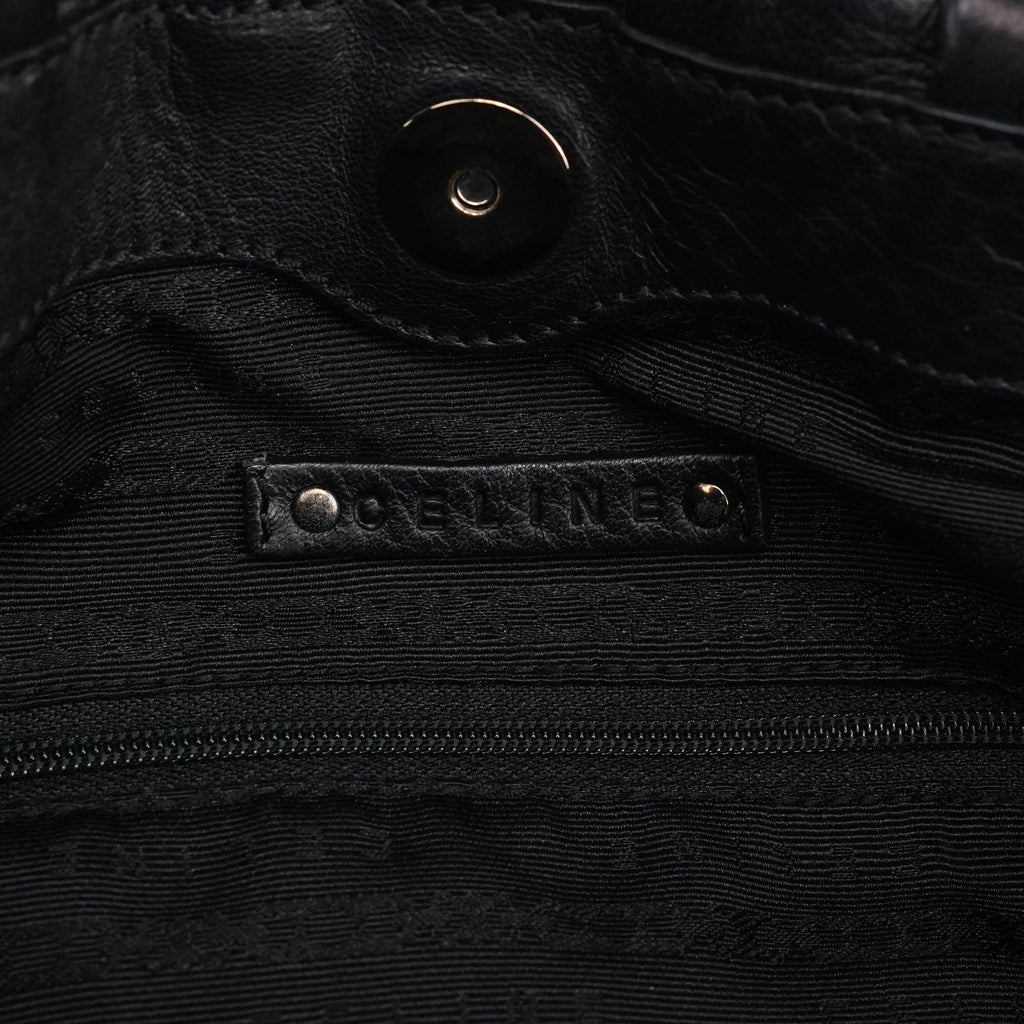 Black Leather Pillow 2-Way Tote Bag