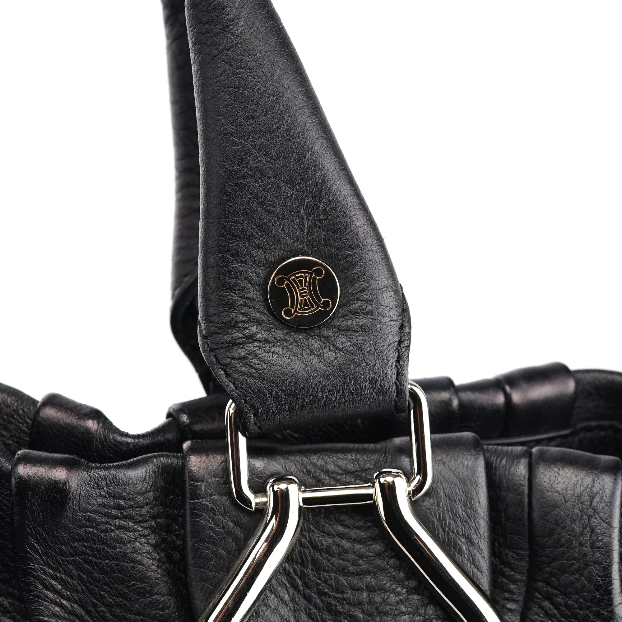 Black Leather Pillow 2-Way Tote Bag