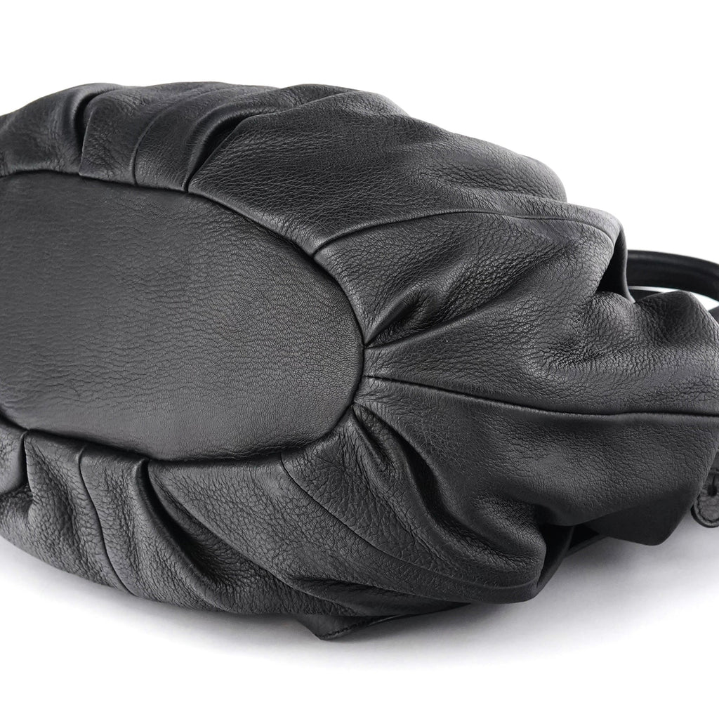 Black Leather Pillow 2-Way Tote Bag
