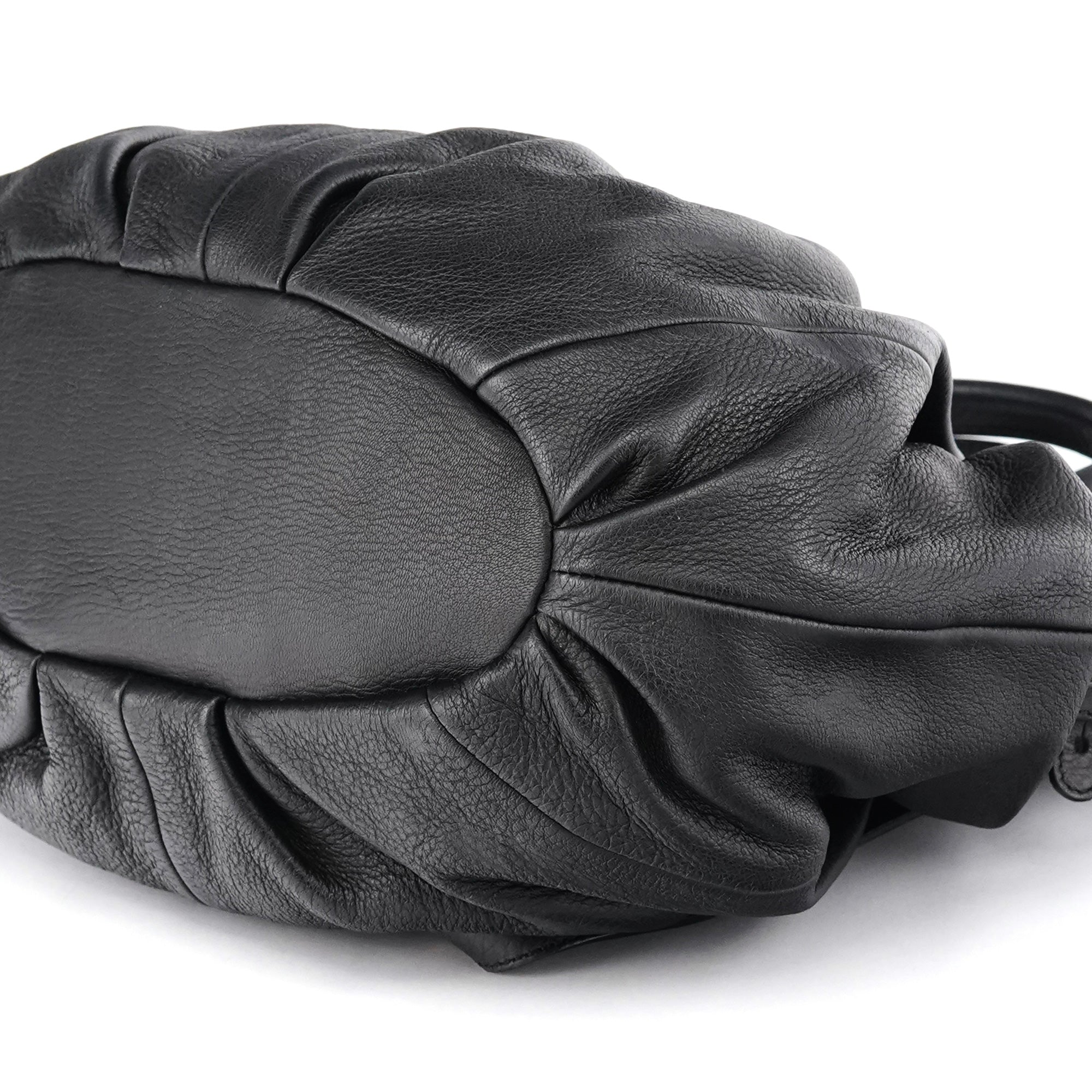 Black Leather Pillow 2-Way Tote Bag
