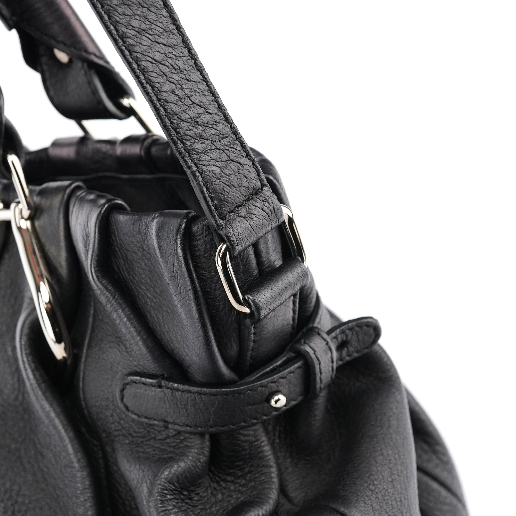 Black Leather Pillow 2-Way Tote Bag