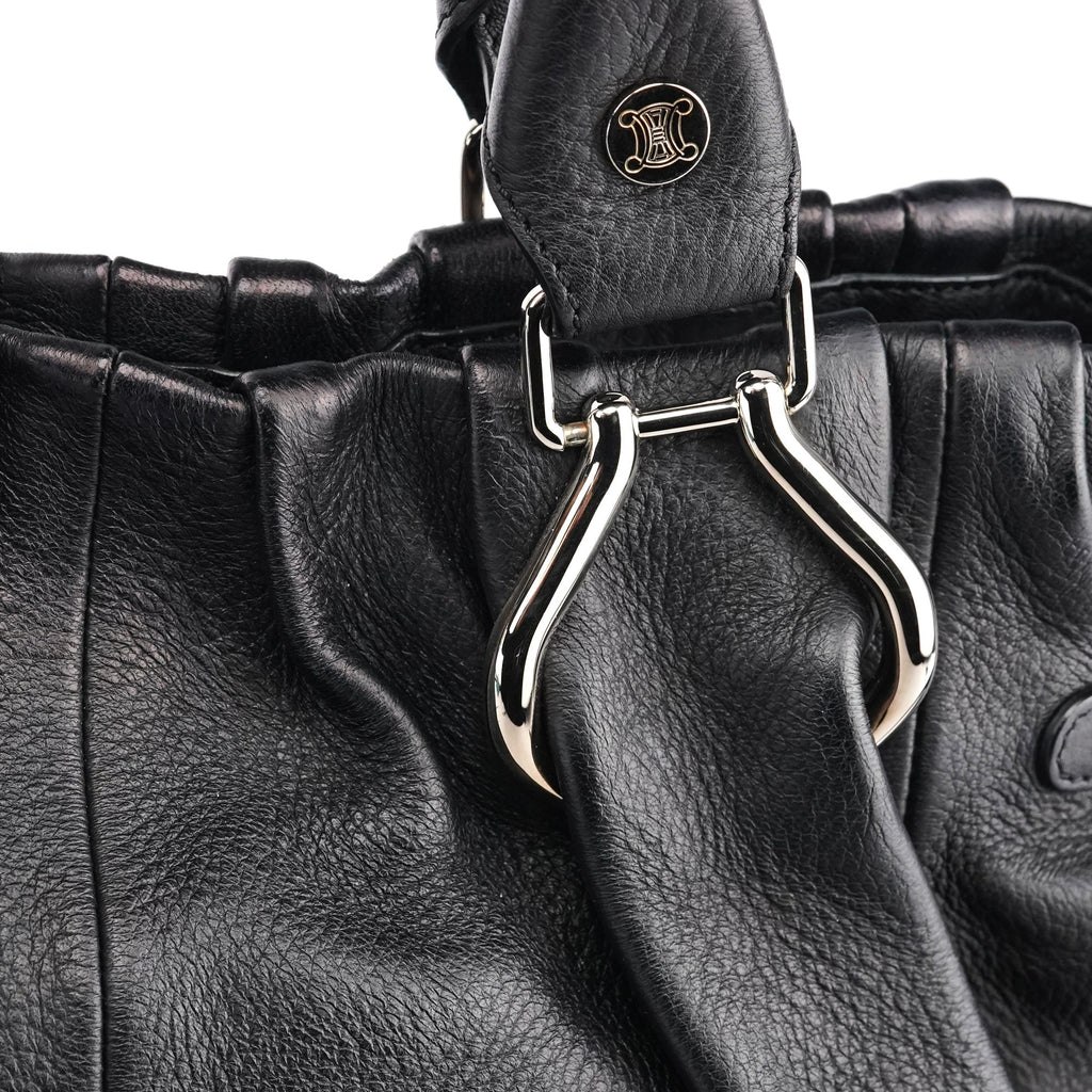 Black Leather Pillow 2-Way Tote Bag