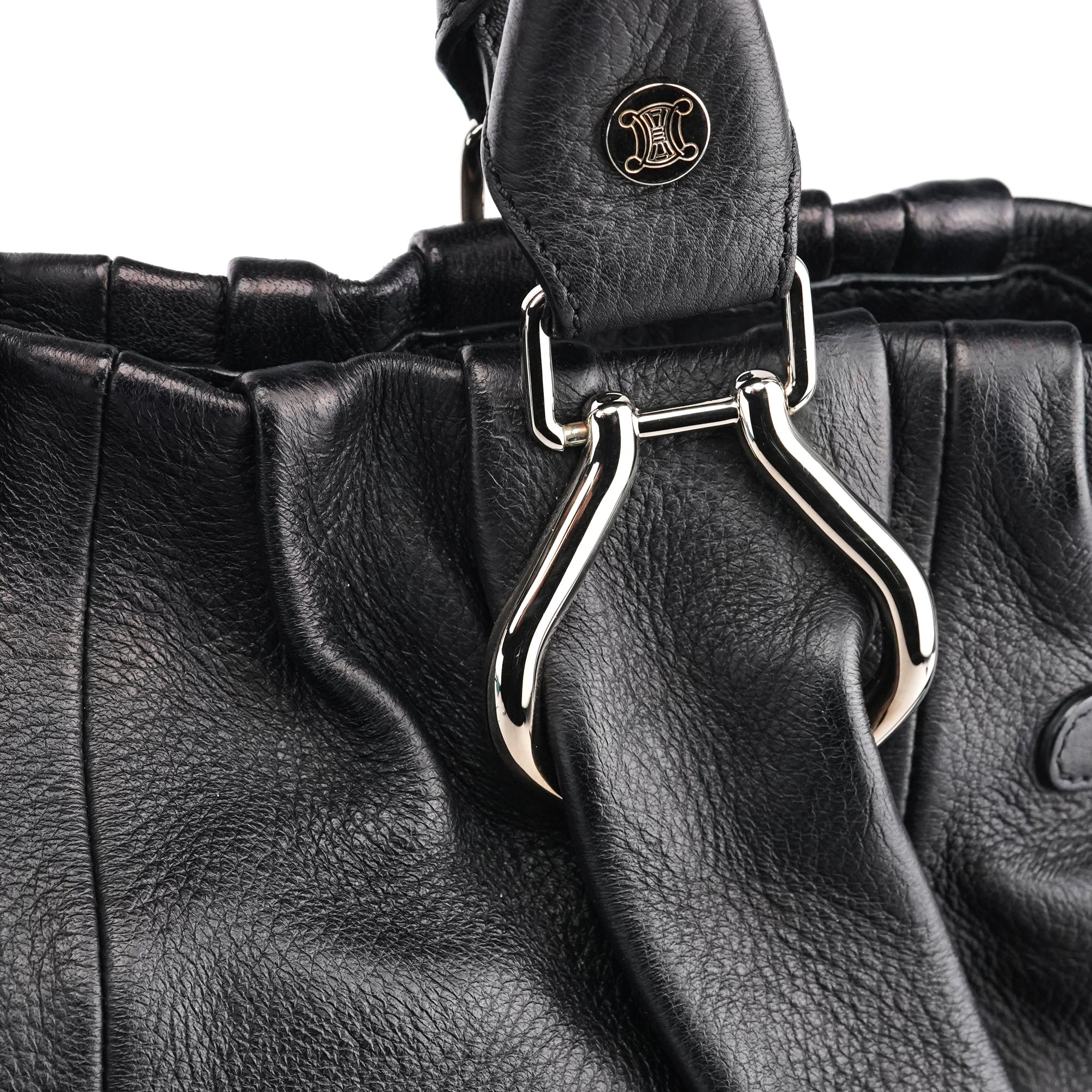 Black Leather Pillow 2-Way Tote Bag