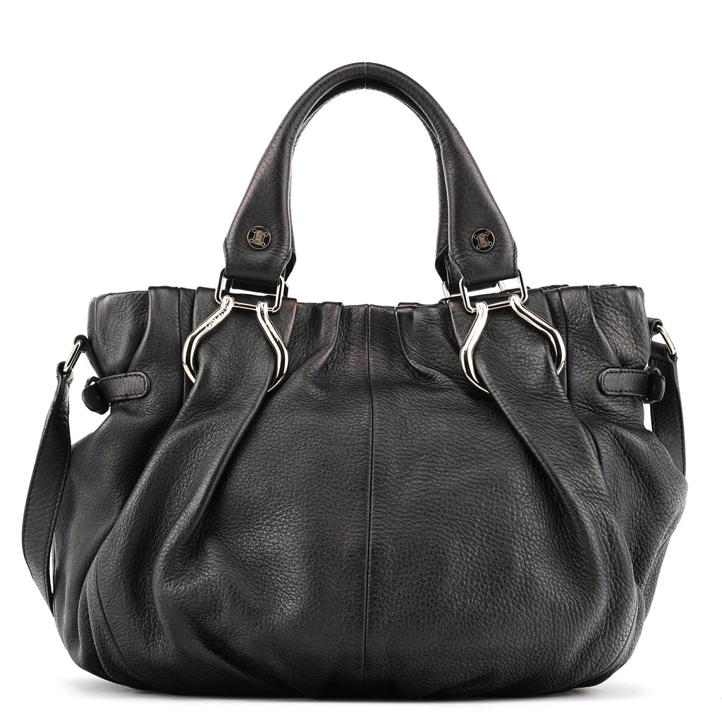 Black Leather Pillow 2-Way Tote Bag