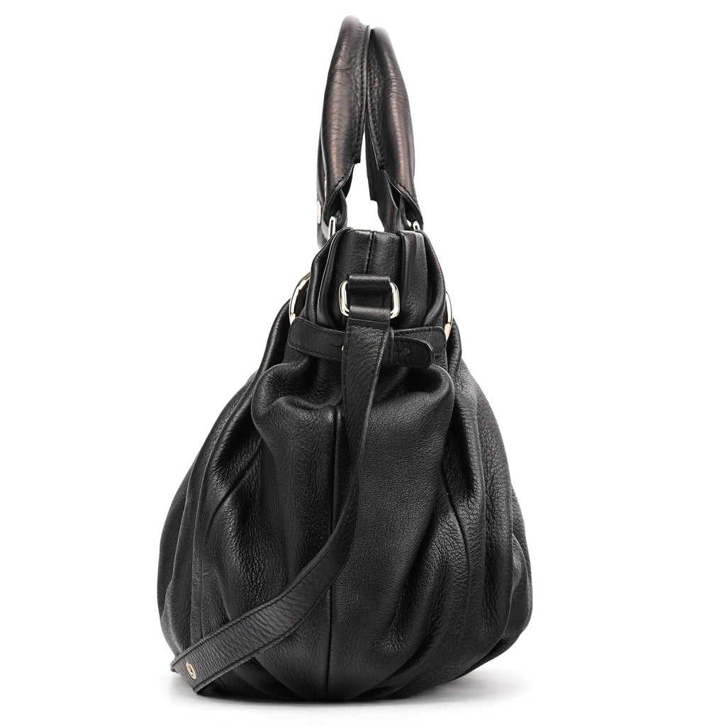 Black Leather Pillow 2-Way Tote Bag