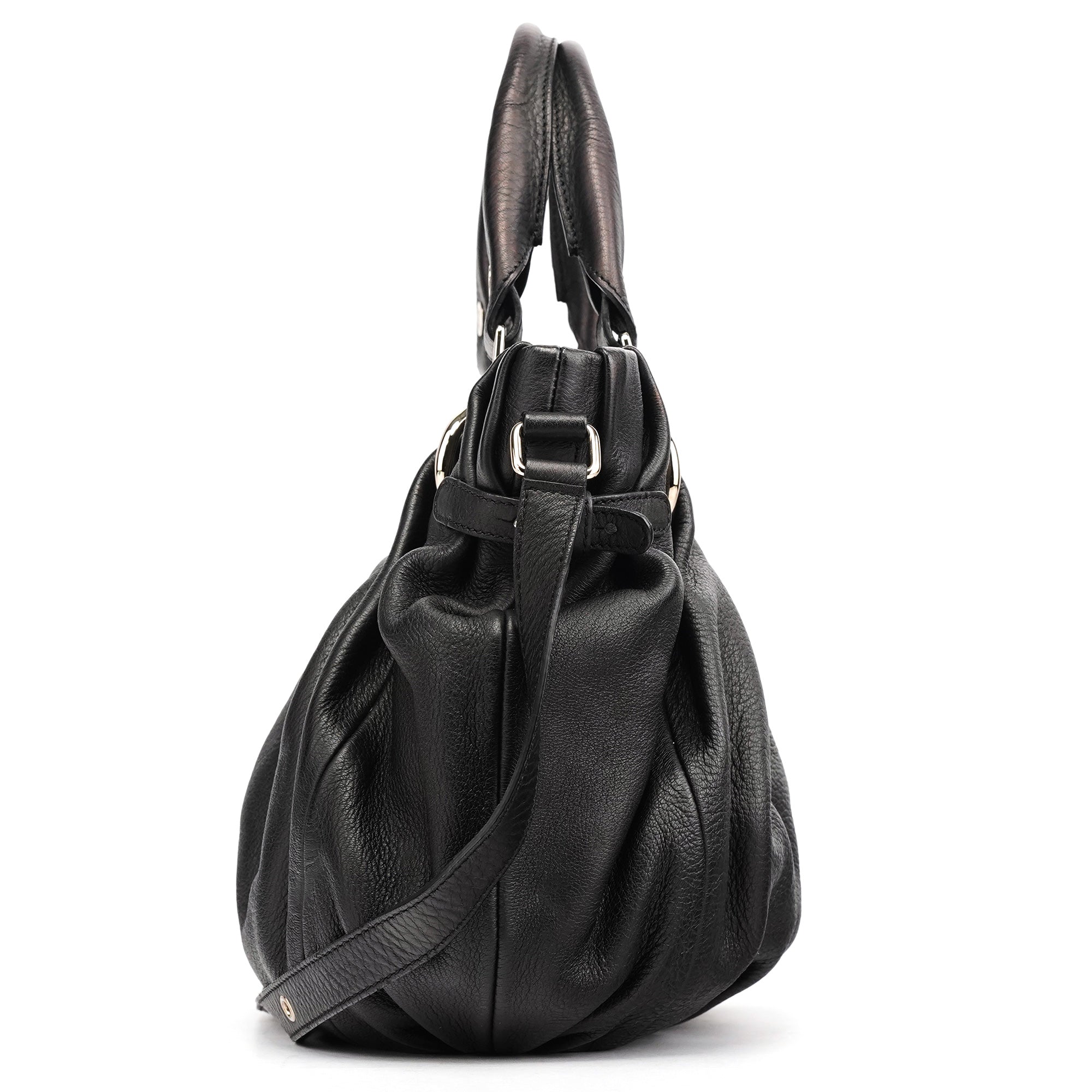 Black Leather Pillow 2-Way Tote Bag