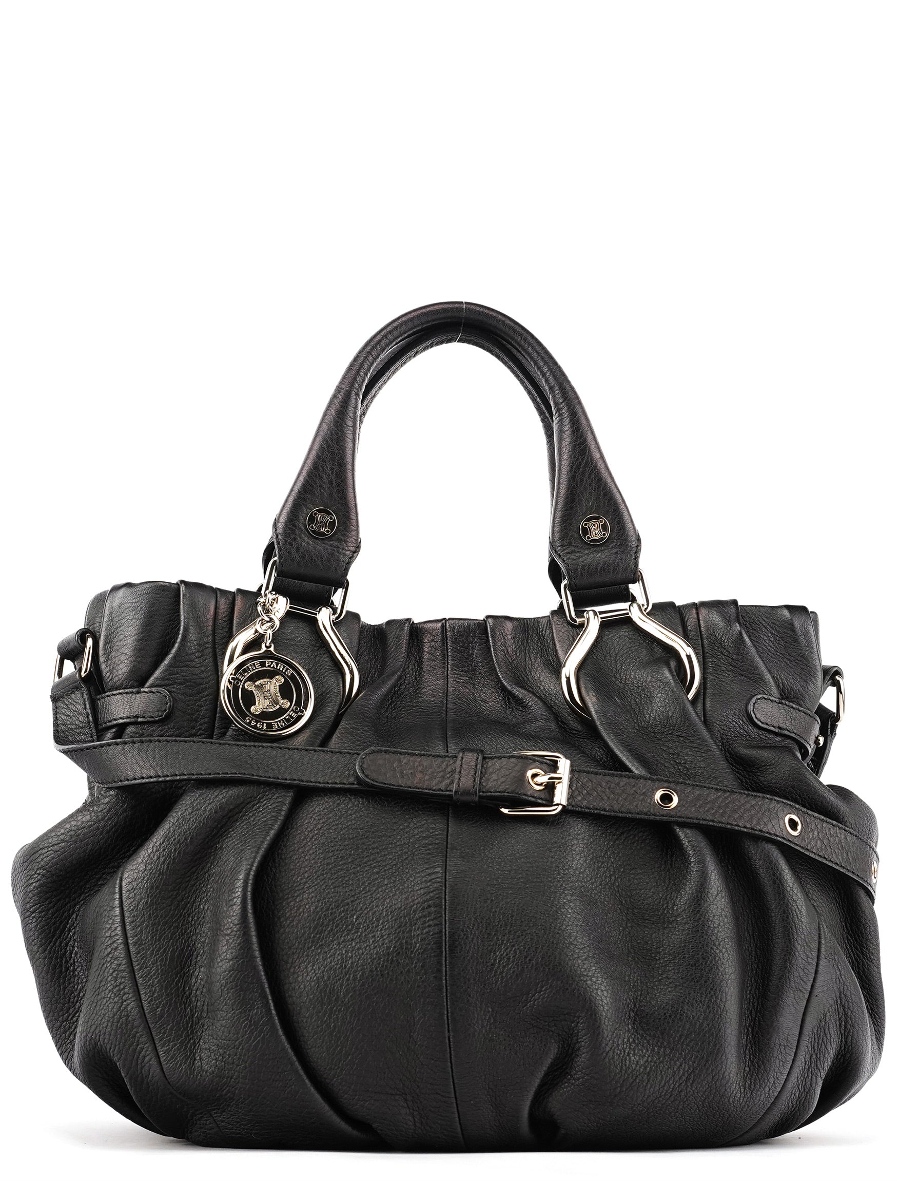 Black Leather Pillow 2-Way Tote Bag