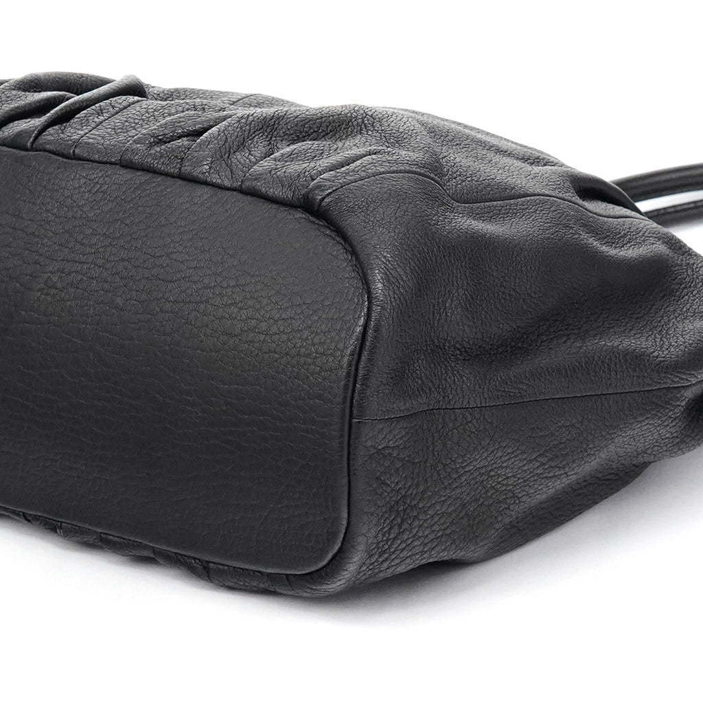 Black Leather Pillow Tote Bag