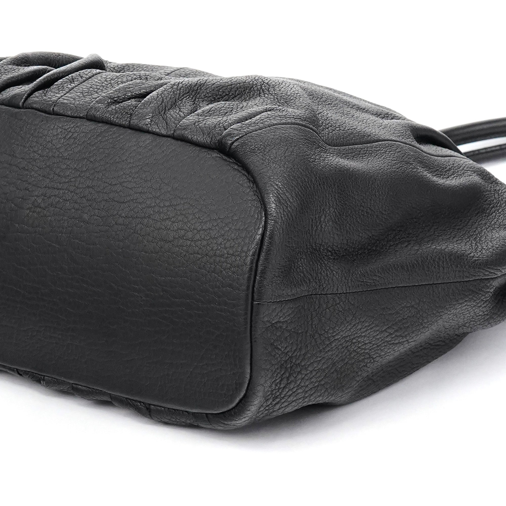Black Leather Pillow Tote Bag