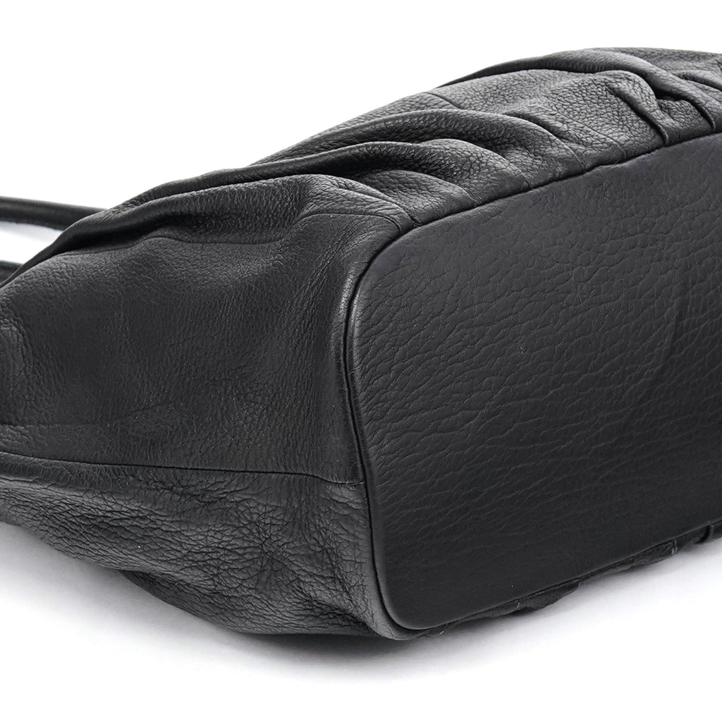 Black Leather Pillow Tote Bag