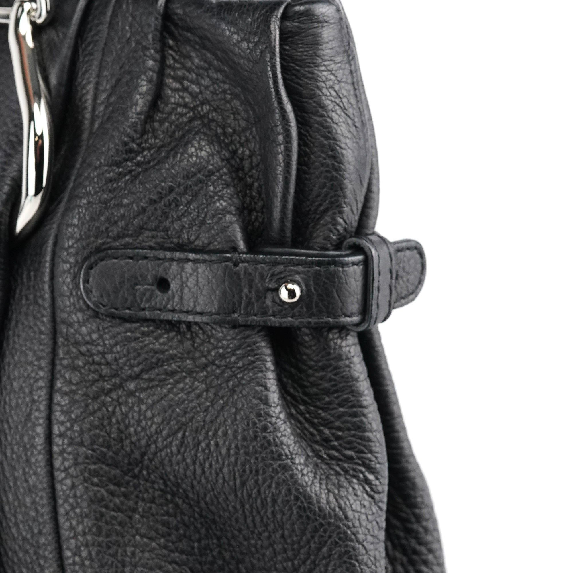 Black Leather Pillow Tote Bag