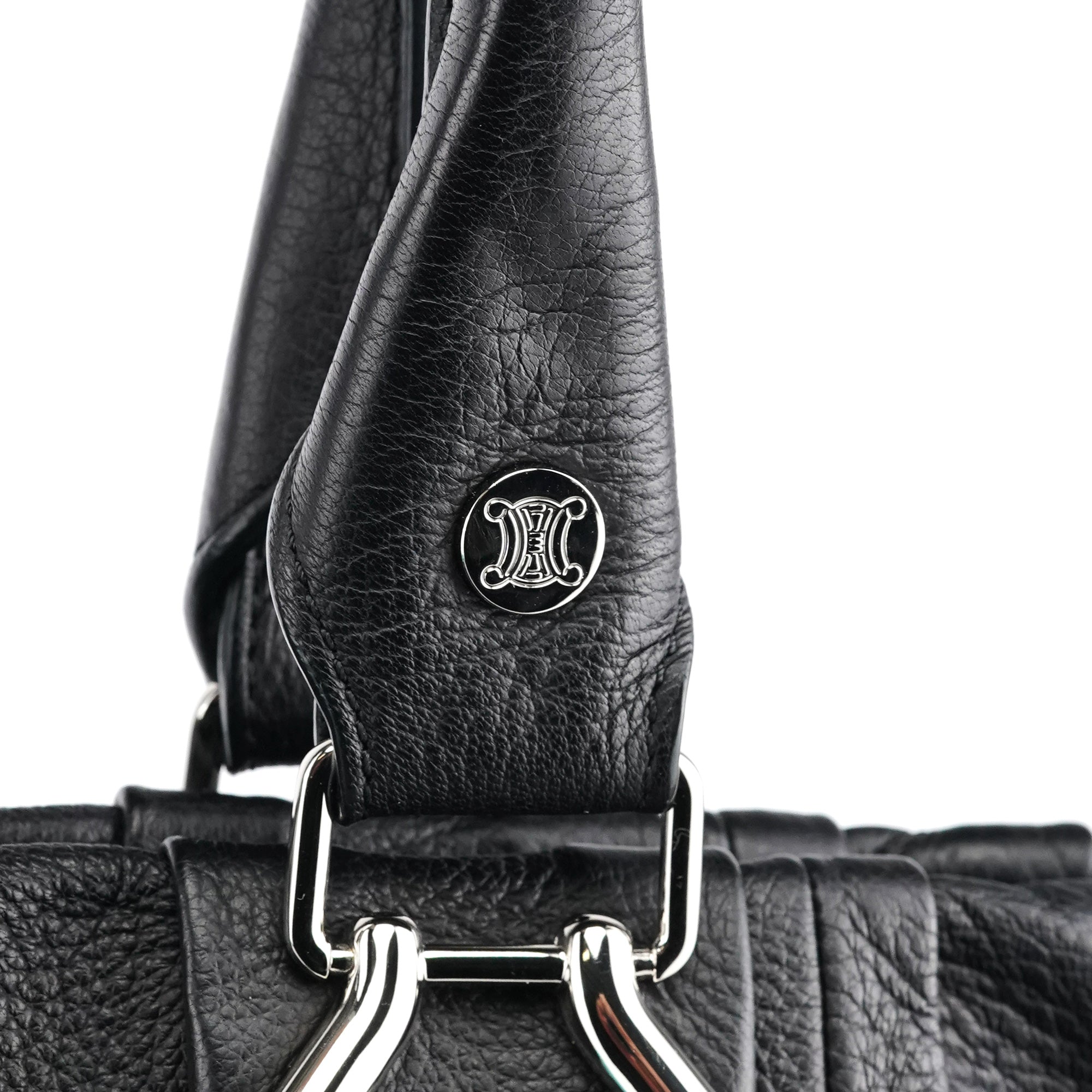 Black Leather Pillow Tote Bag