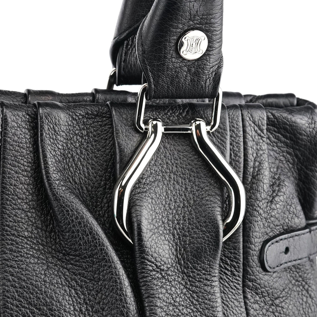 Black Leather Pillow Tote Bag