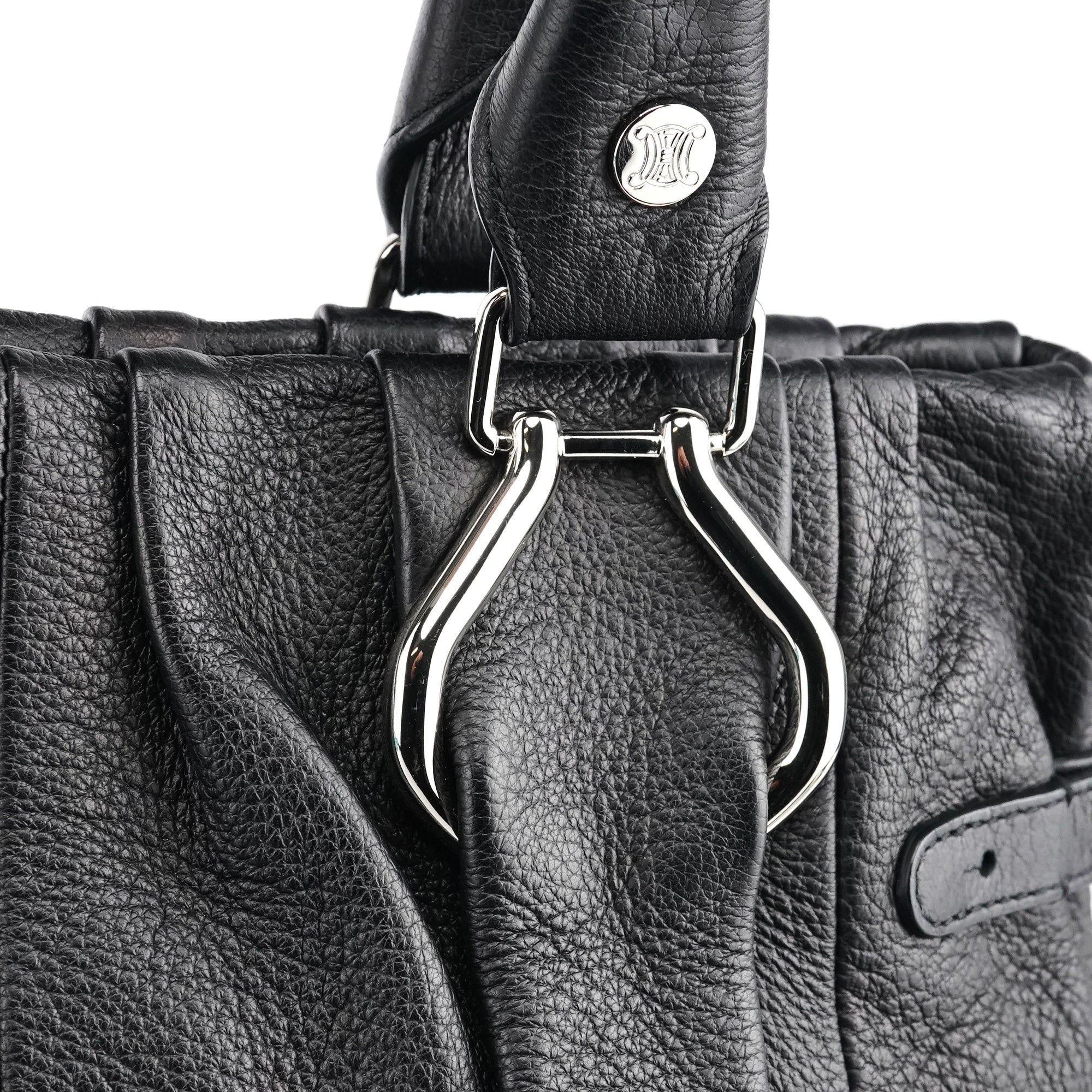 Black Leather Pillow Tote Bag