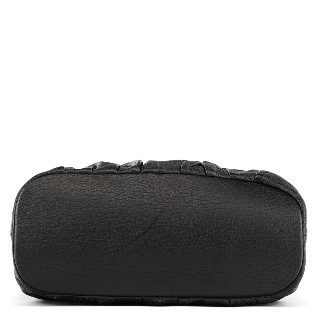 Black Leather Pillow Tote Bag