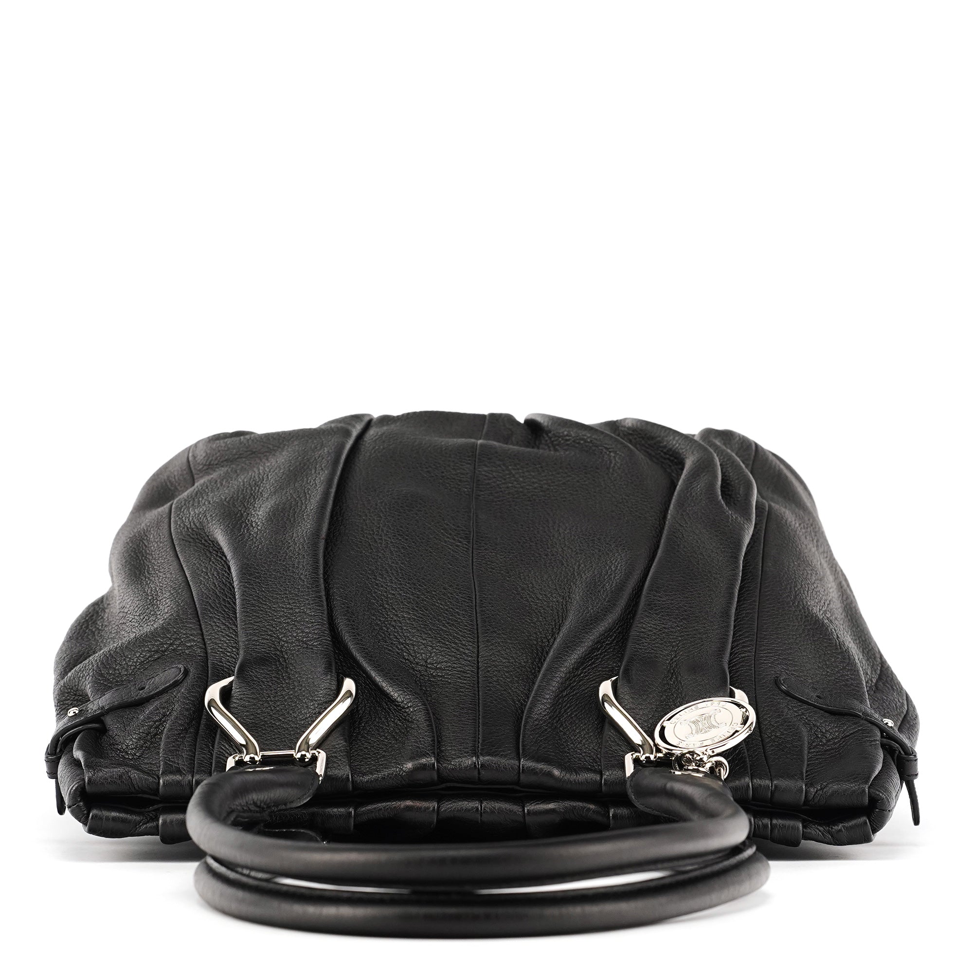 Black Leather Pillow Tote Bag