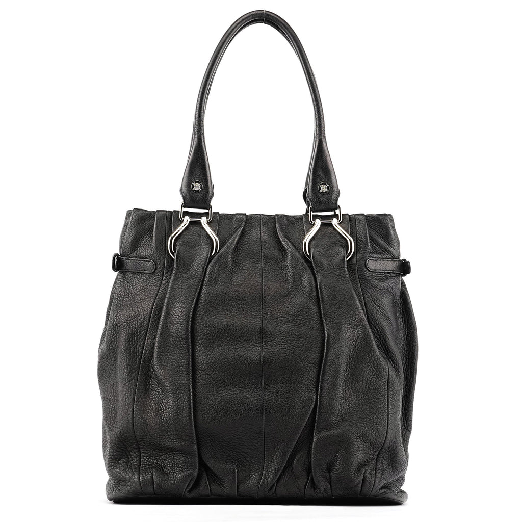 Black Leather Pillow Tote Bag