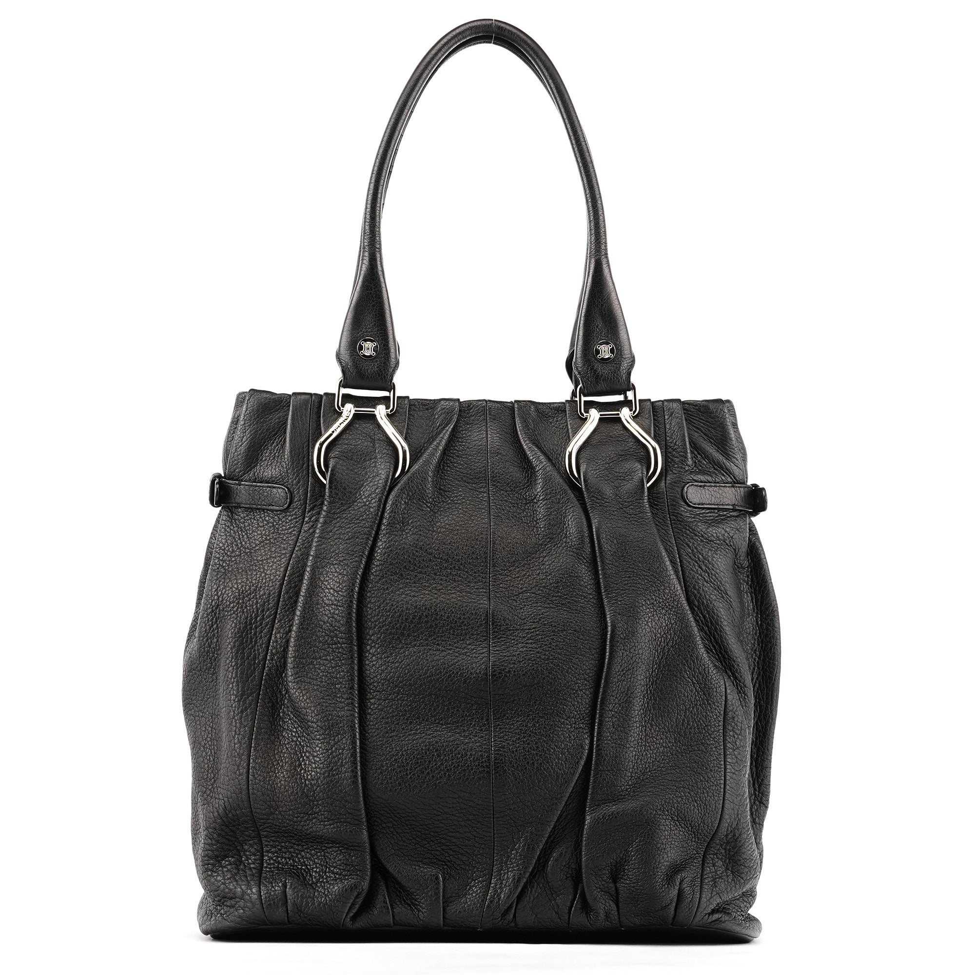 Black Leather Pillow Tote Bag