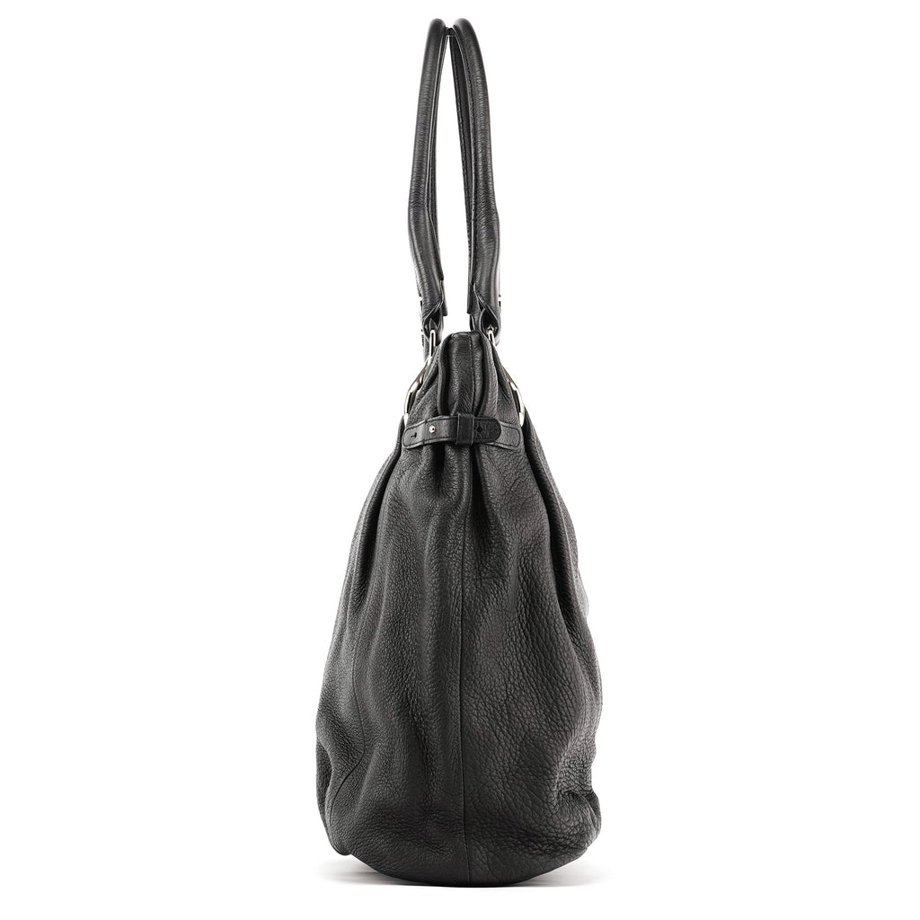 Black Leather Pillow Tote Bag