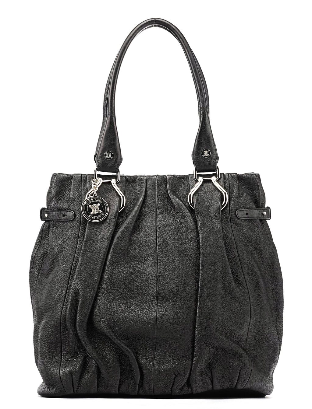 Black Leather Pillow Tote Bag