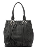 Black Leather Pillow Tote Bag