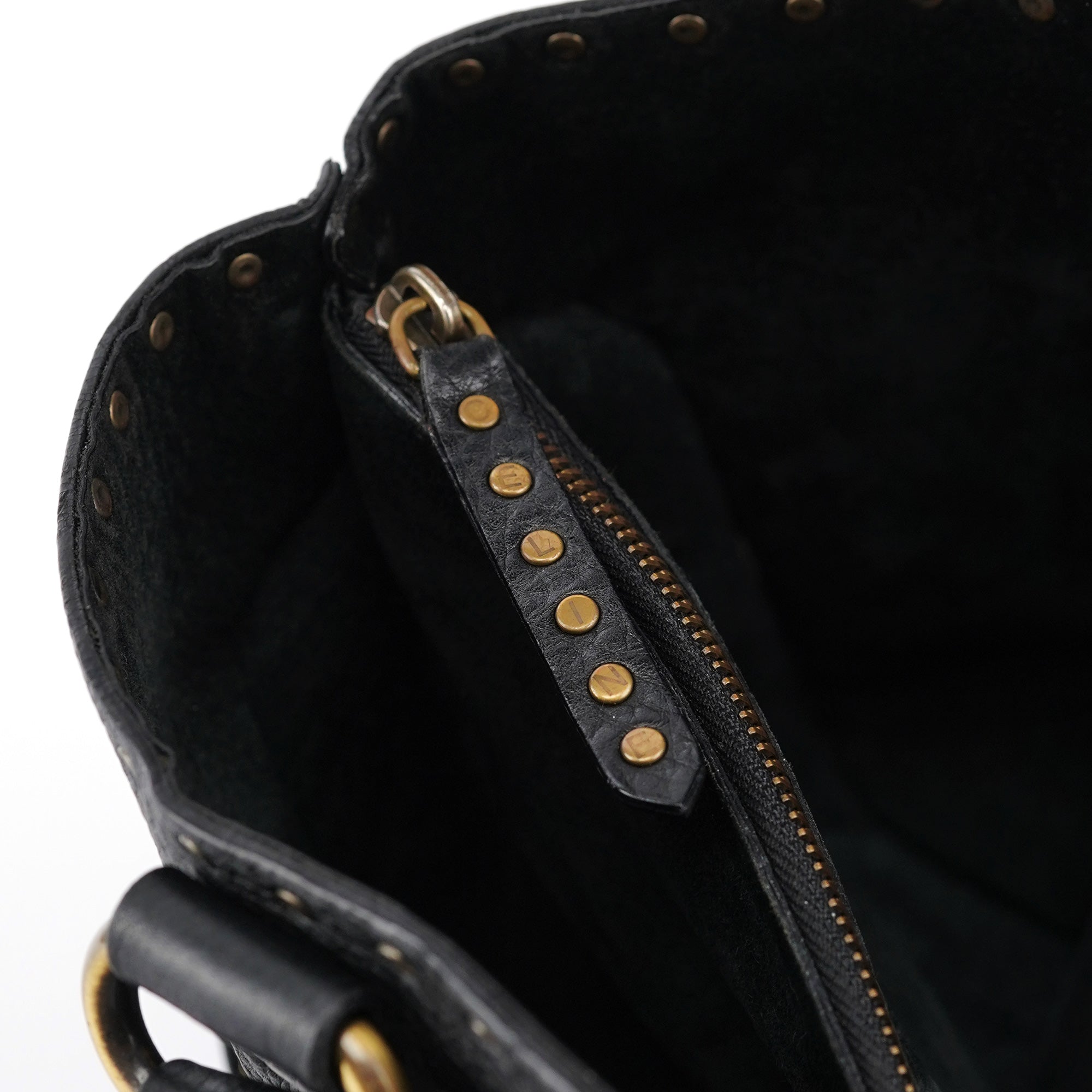 Black Leather Studded Boogie Tote Bag