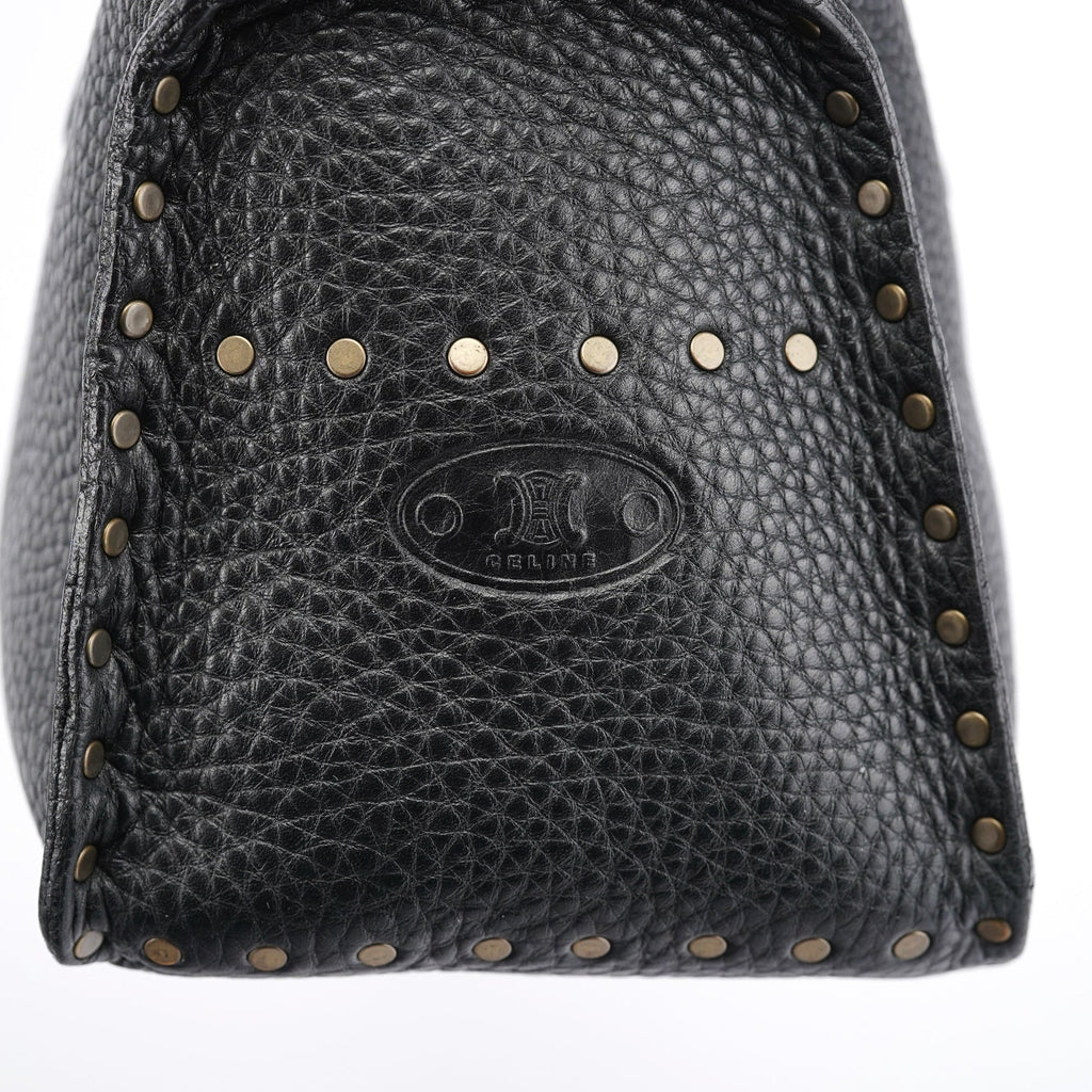 Black Leather Studded Boogie Tote Bag