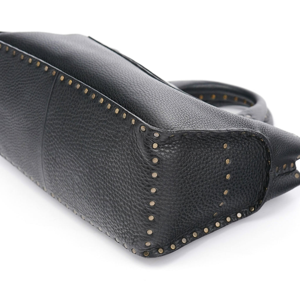 Black Leather Studded Boogie Tote Bag