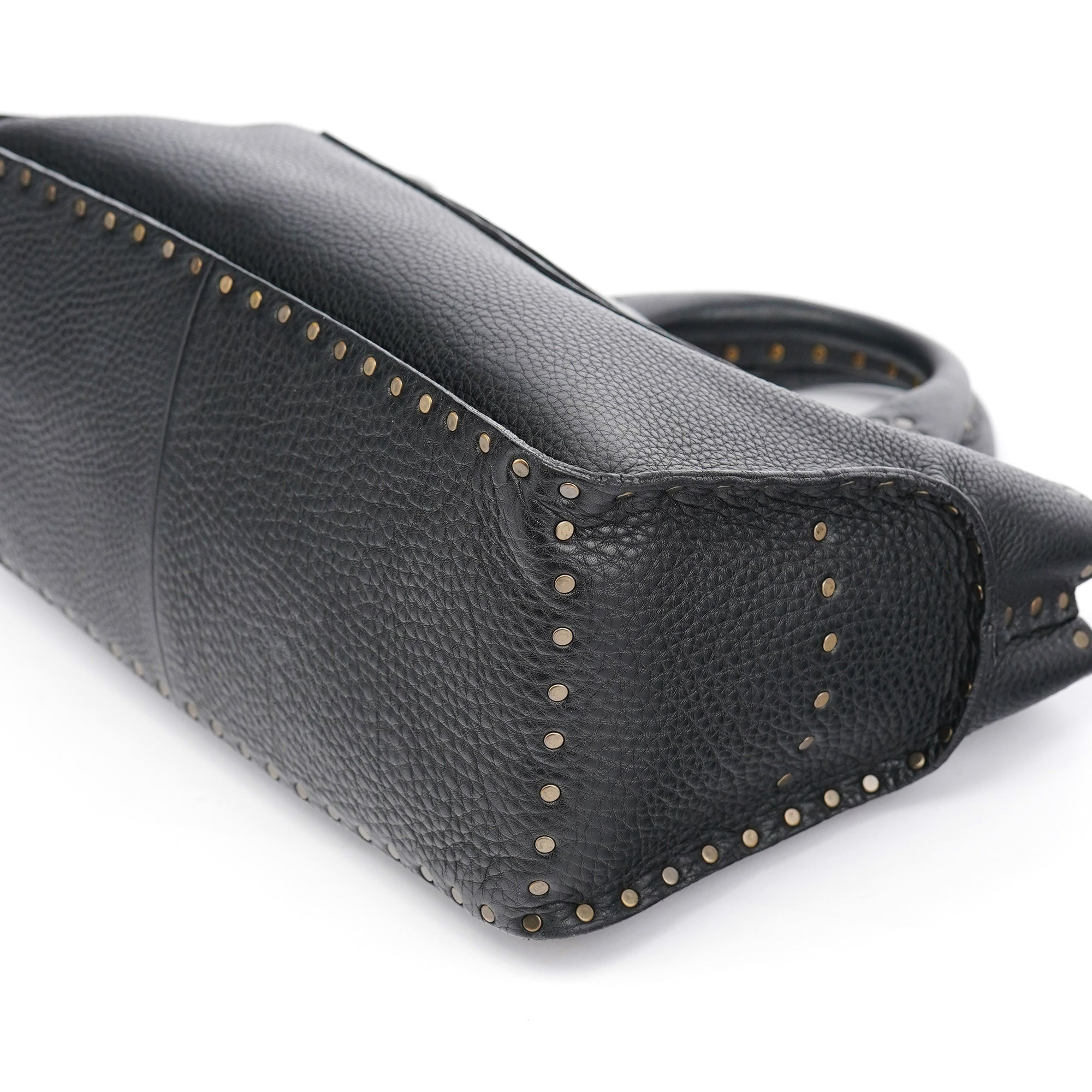 Black Leather Studded Boogie Tote Bag